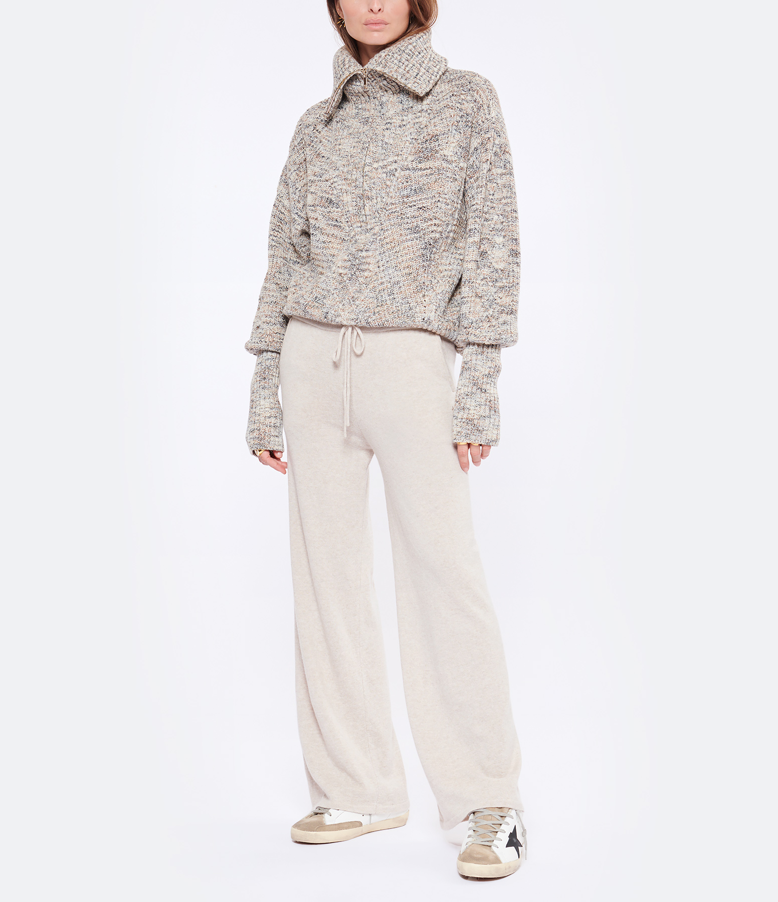 Beige Gang Wool Trousers