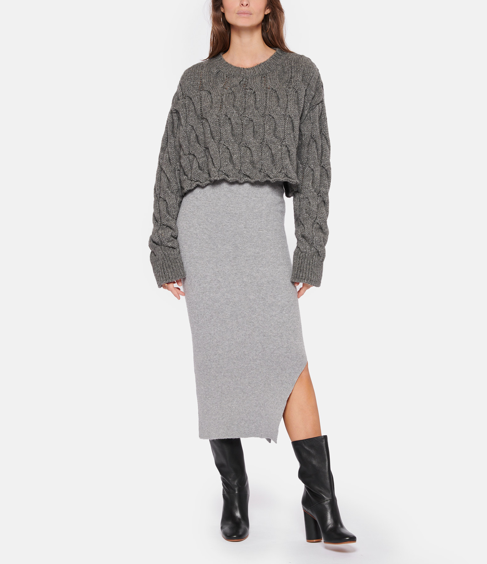 Gaya Grey Wool Skirt