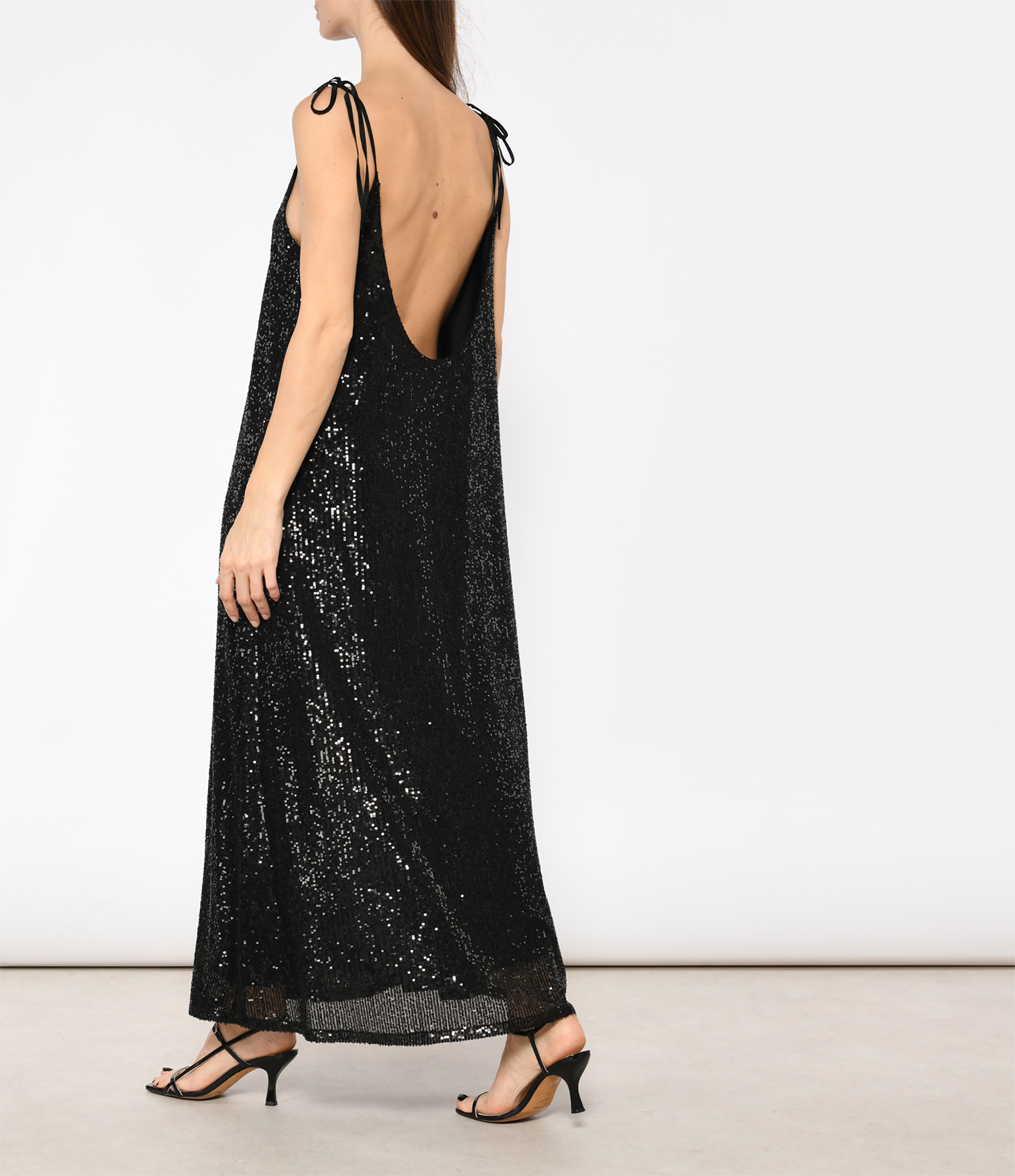 Dessy Black Backless Sequin Dress