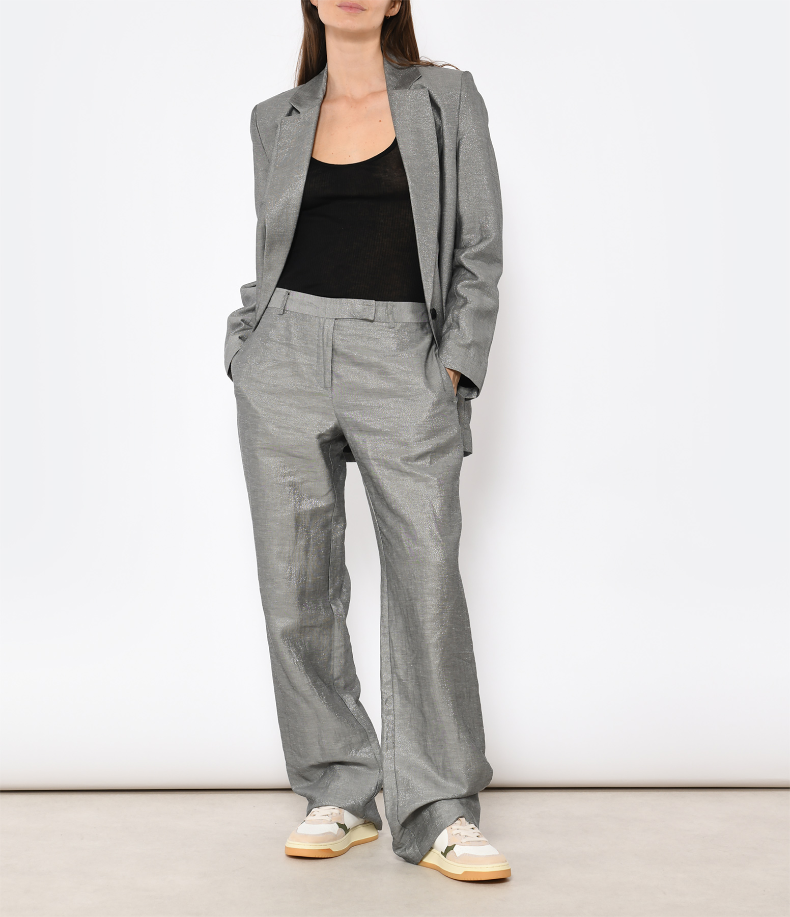 Loca Lin Lurex Grey Trousers