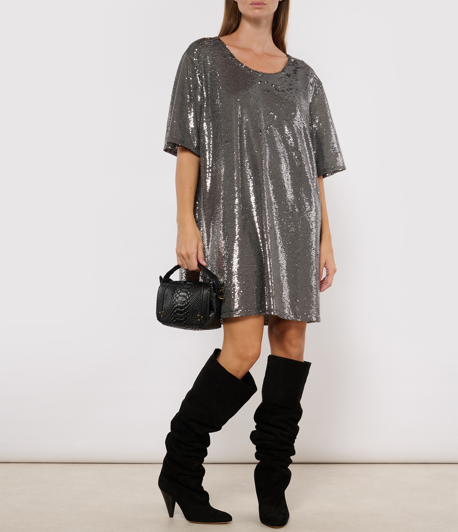 Mala Gunmetal Sequin Dress