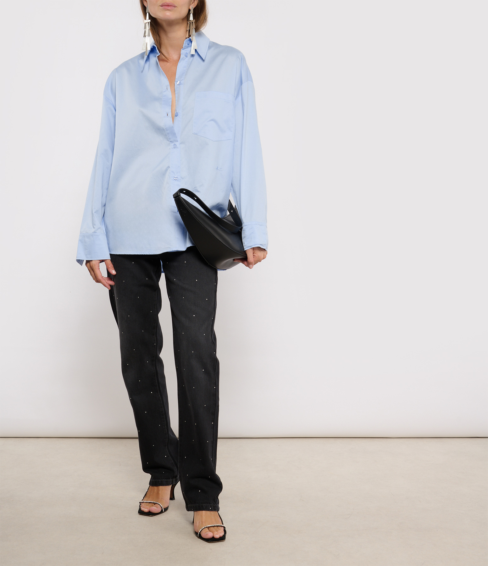 Pauli Oversized Blue Satin Poplin Shirt