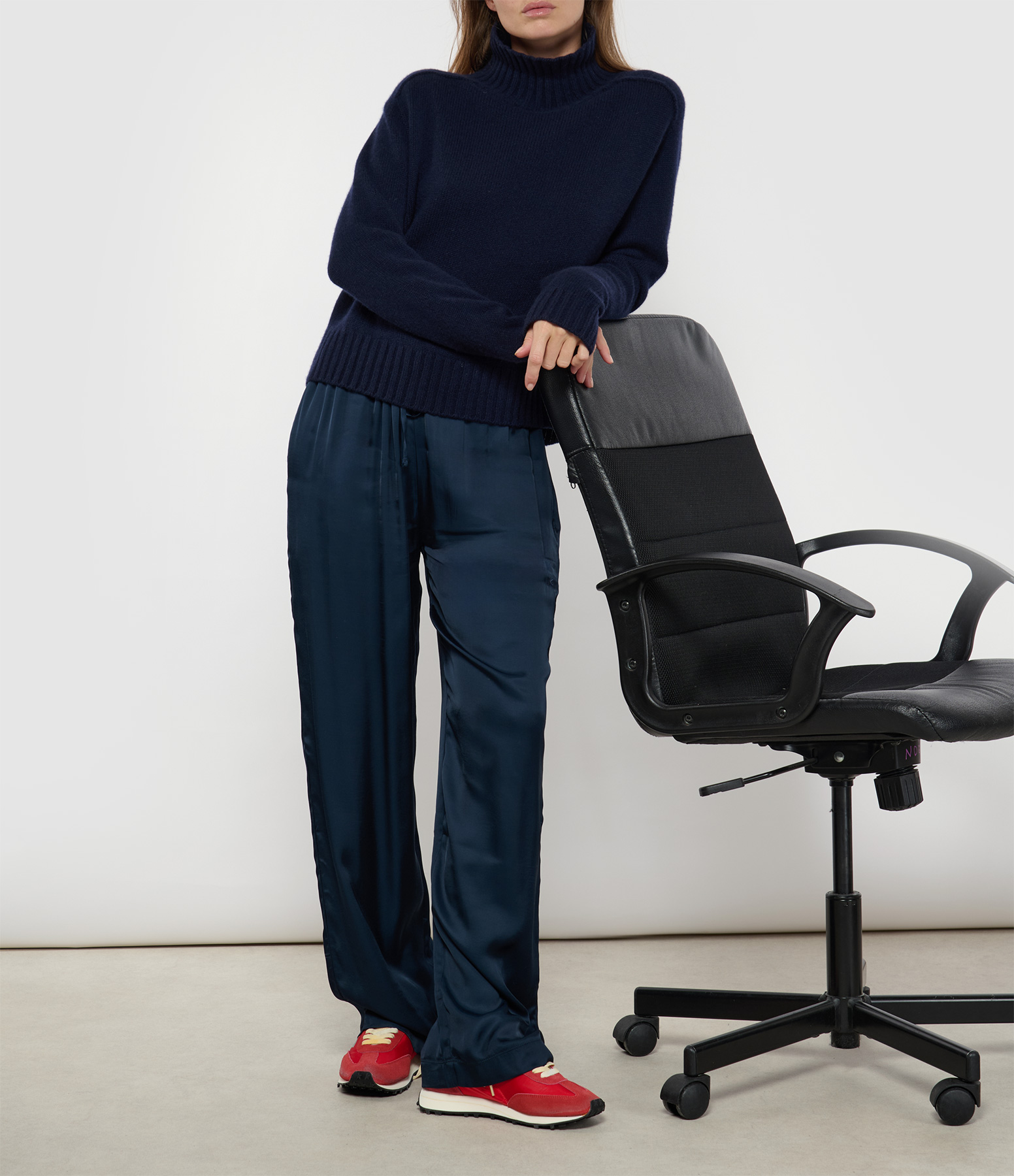 Livio Satin Trousers in Midnight Blue, Jeanne Vouland x Véronika Loubry Collaboration