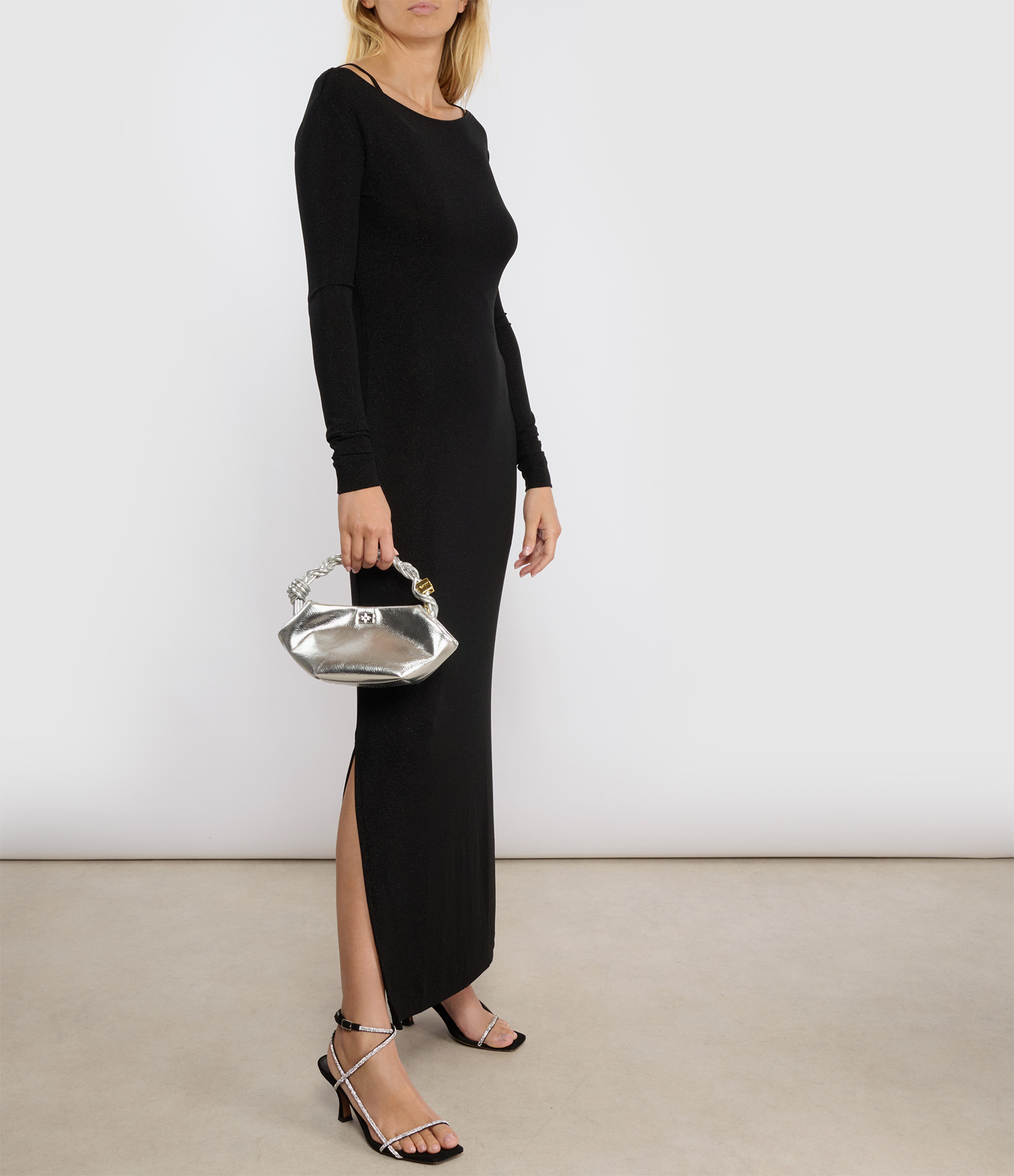 Mia Long Black Lurex Jersey Dress