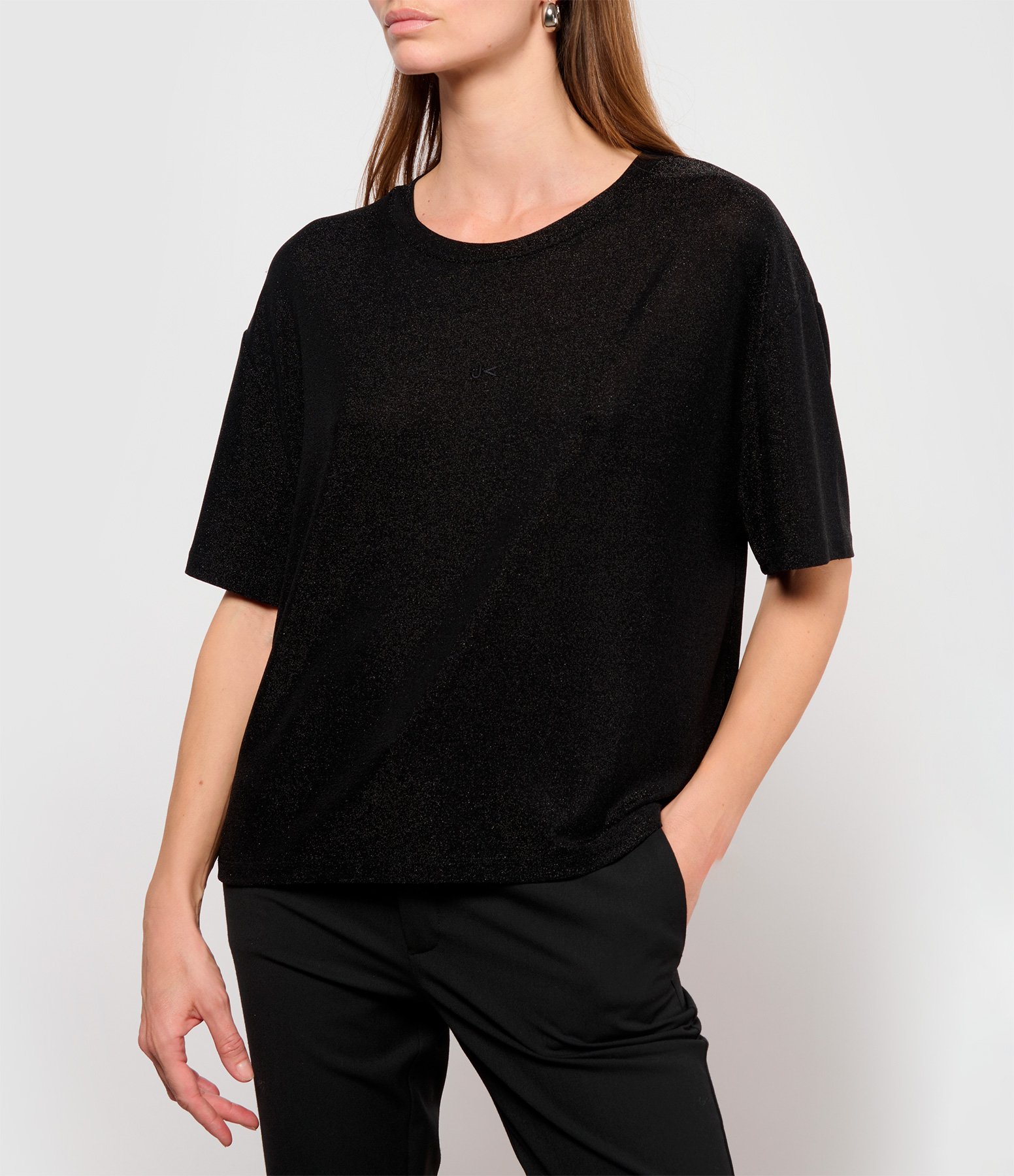 Mago Black Lurex Jersey T-shirt