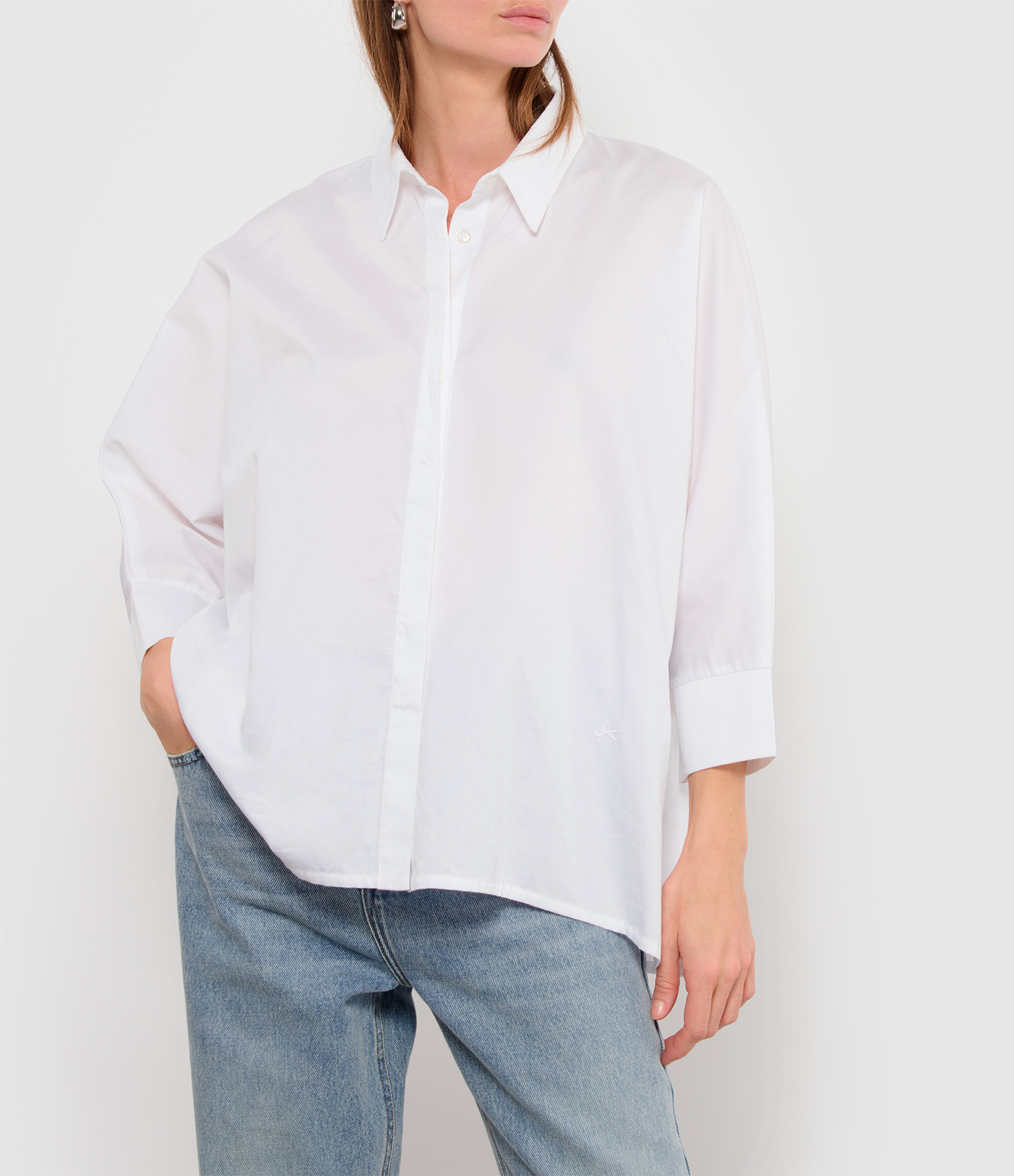 Malo White Satin Poplin Shirt