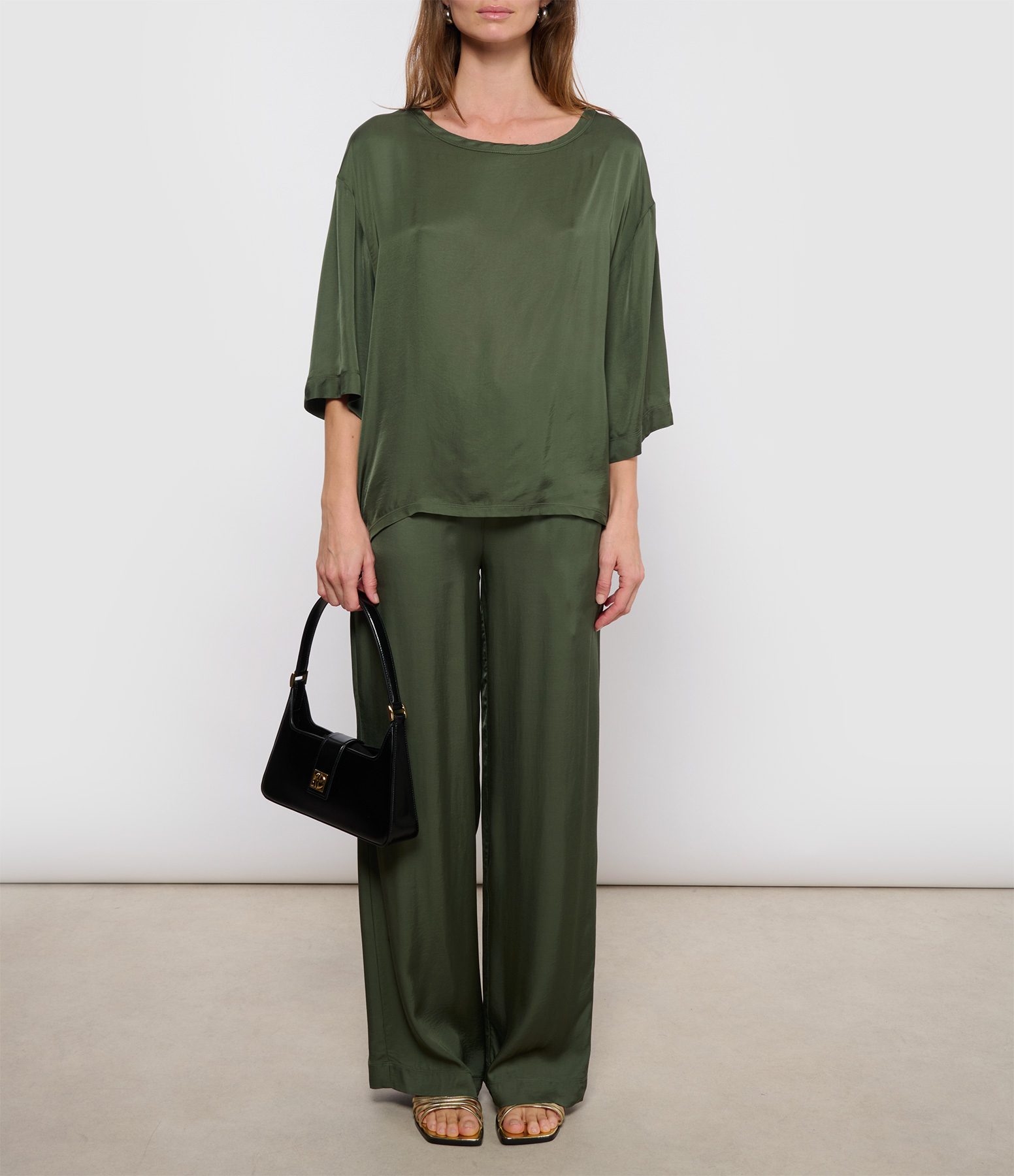 Khaki Satin Véra Top, Jeanne Vouland x Véronika Loubry Collaboration