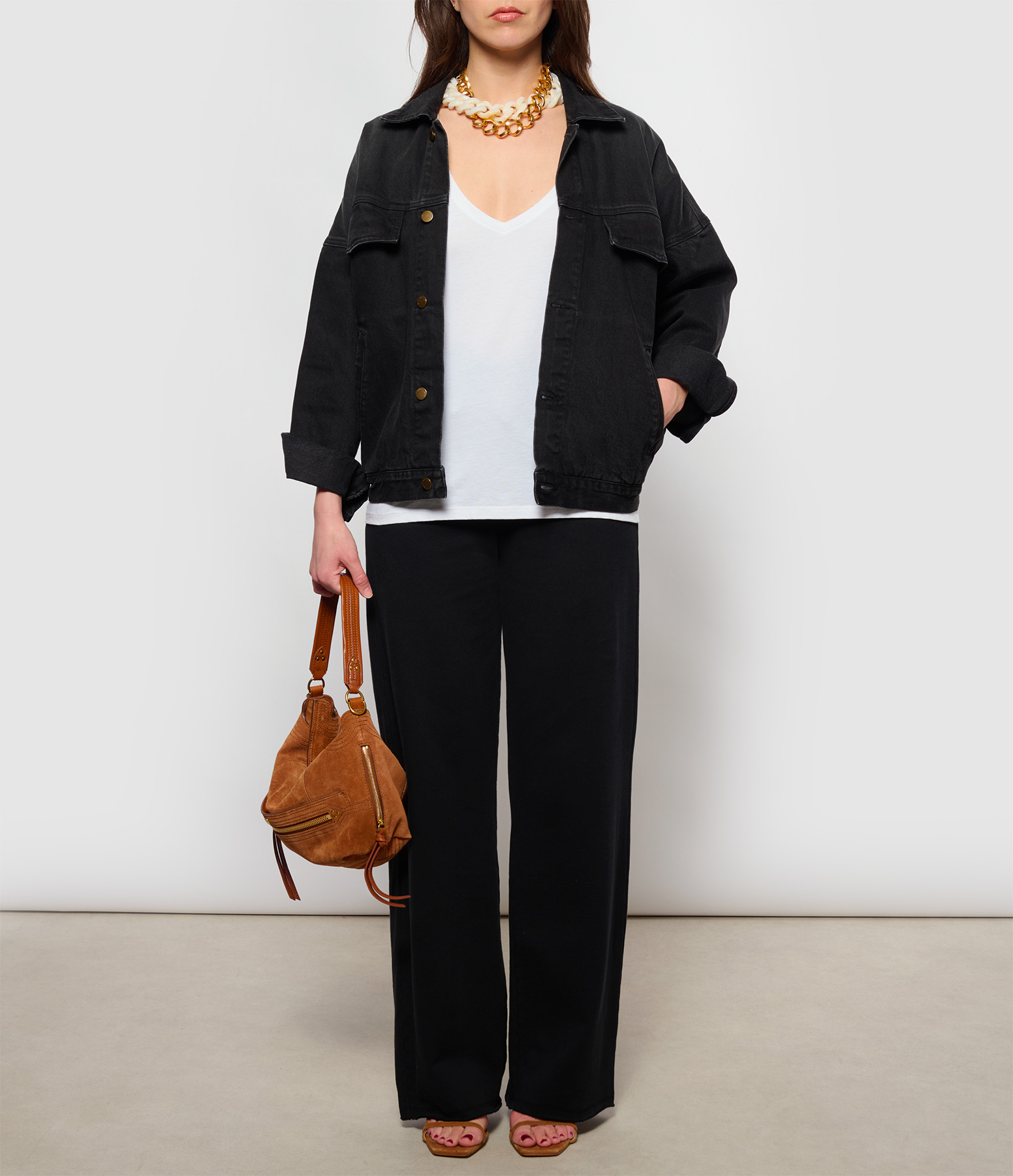 Moeli Large Black Cotton Fleece Jogging Trousers