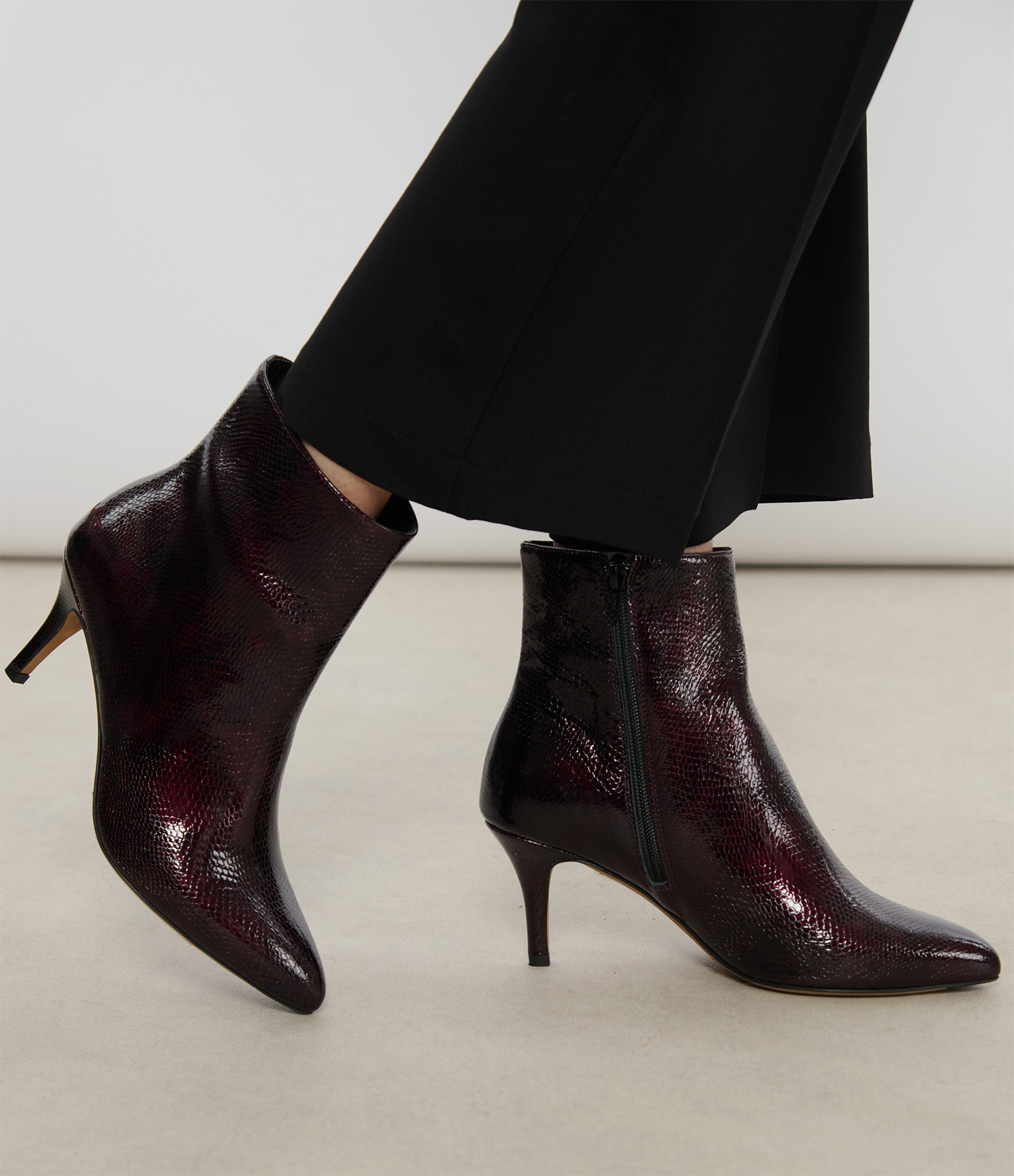 Boye 70 Burgundy Patent Tortoiseshell Ankle Boots