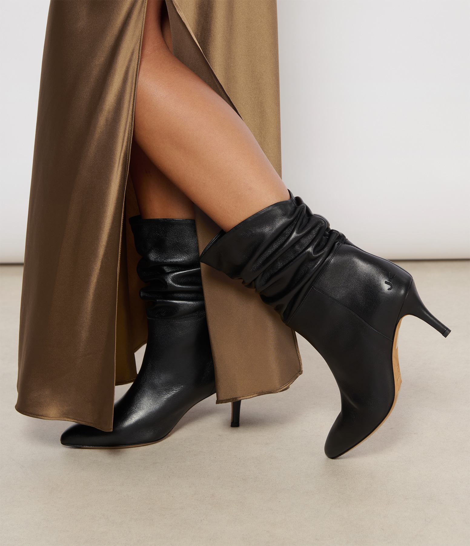 Badi 70 Anodised Black Leather Ankle Boots