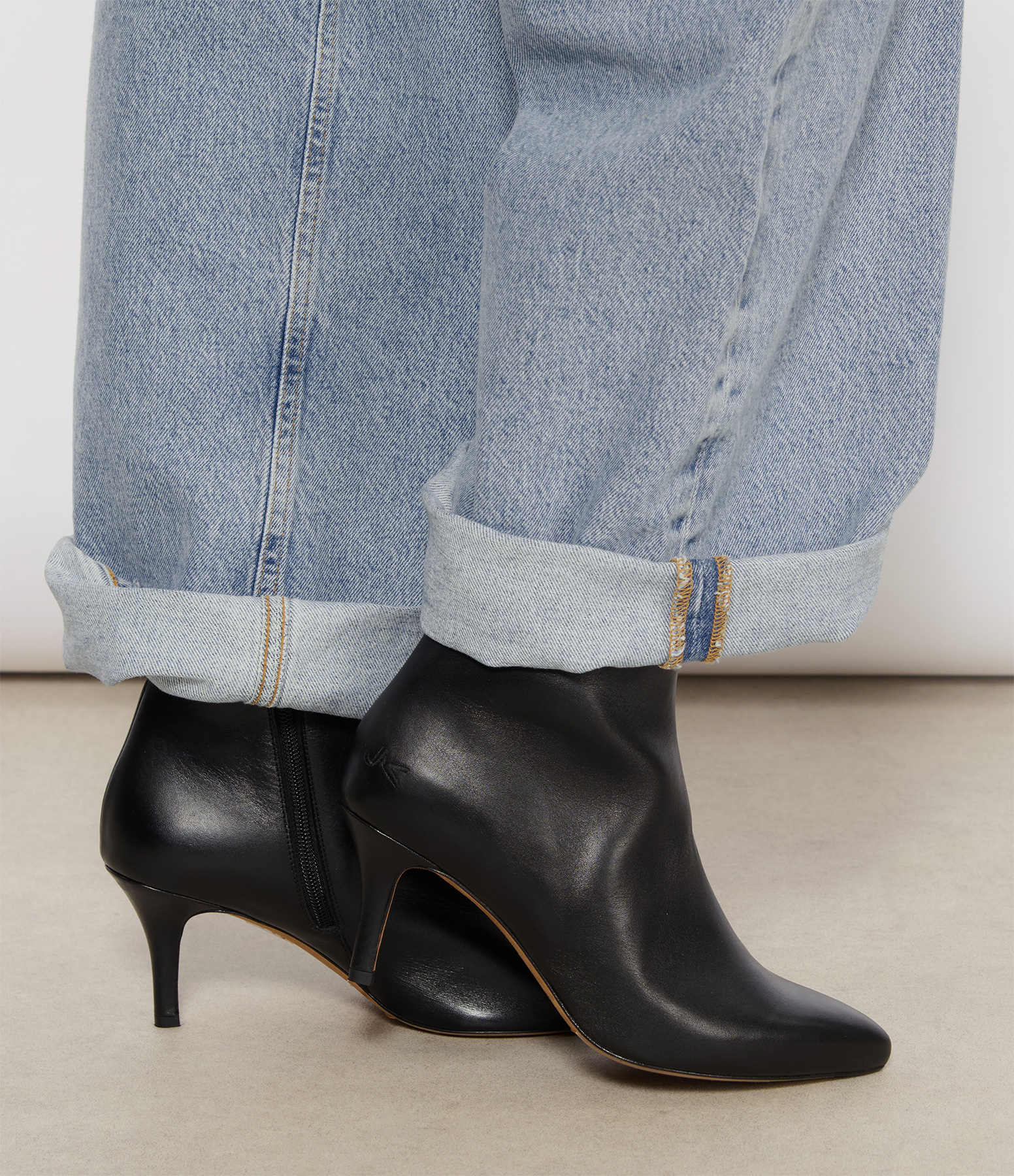 Boye 70 Anodised Black Leather Ankle Boots