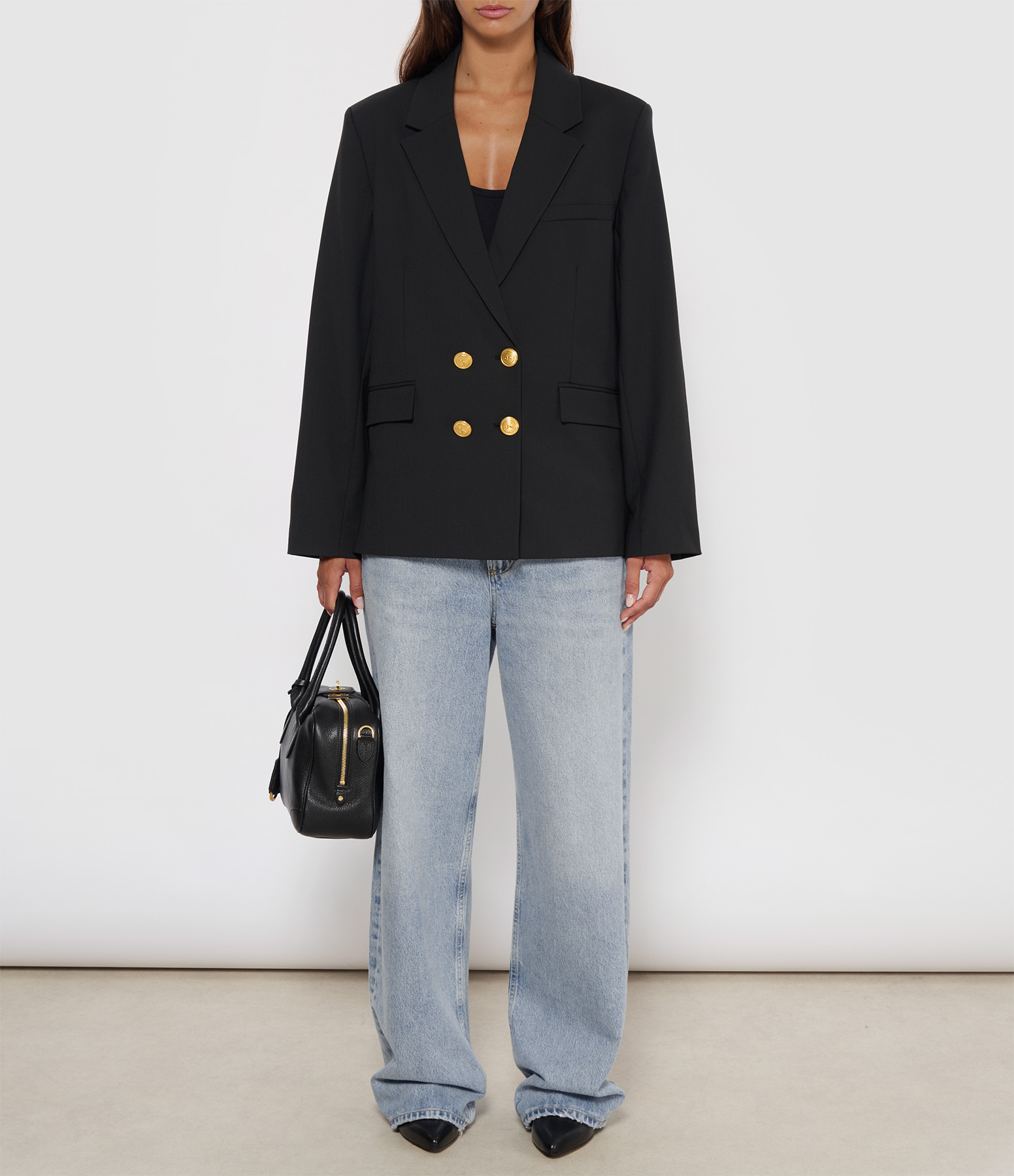 Olsen Double-Breasted Blazer in Gold and Black
