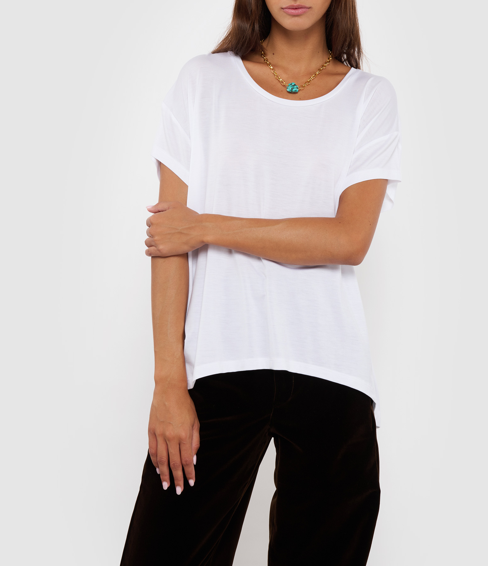 White Lyocell Round-Neck Bach T-shirt