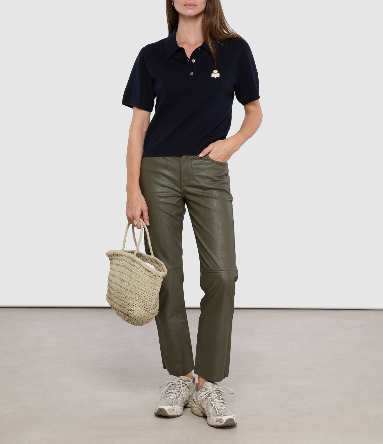Gabryel Khaki Faux Leather Trousers