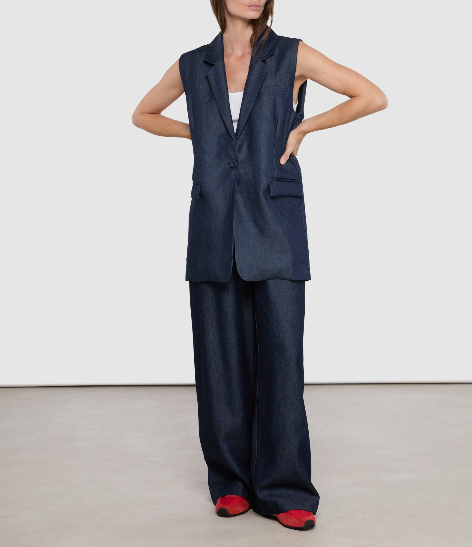 Kos Sleeveless Indigo Blue Denim Blazer