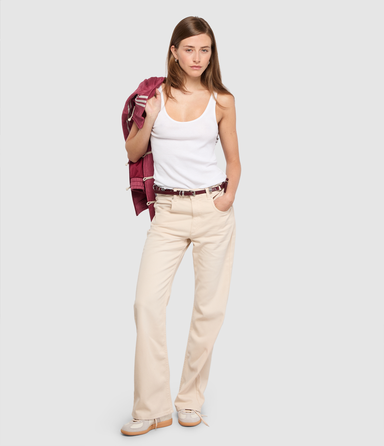 Nova White Ribbed Knit Tank Top