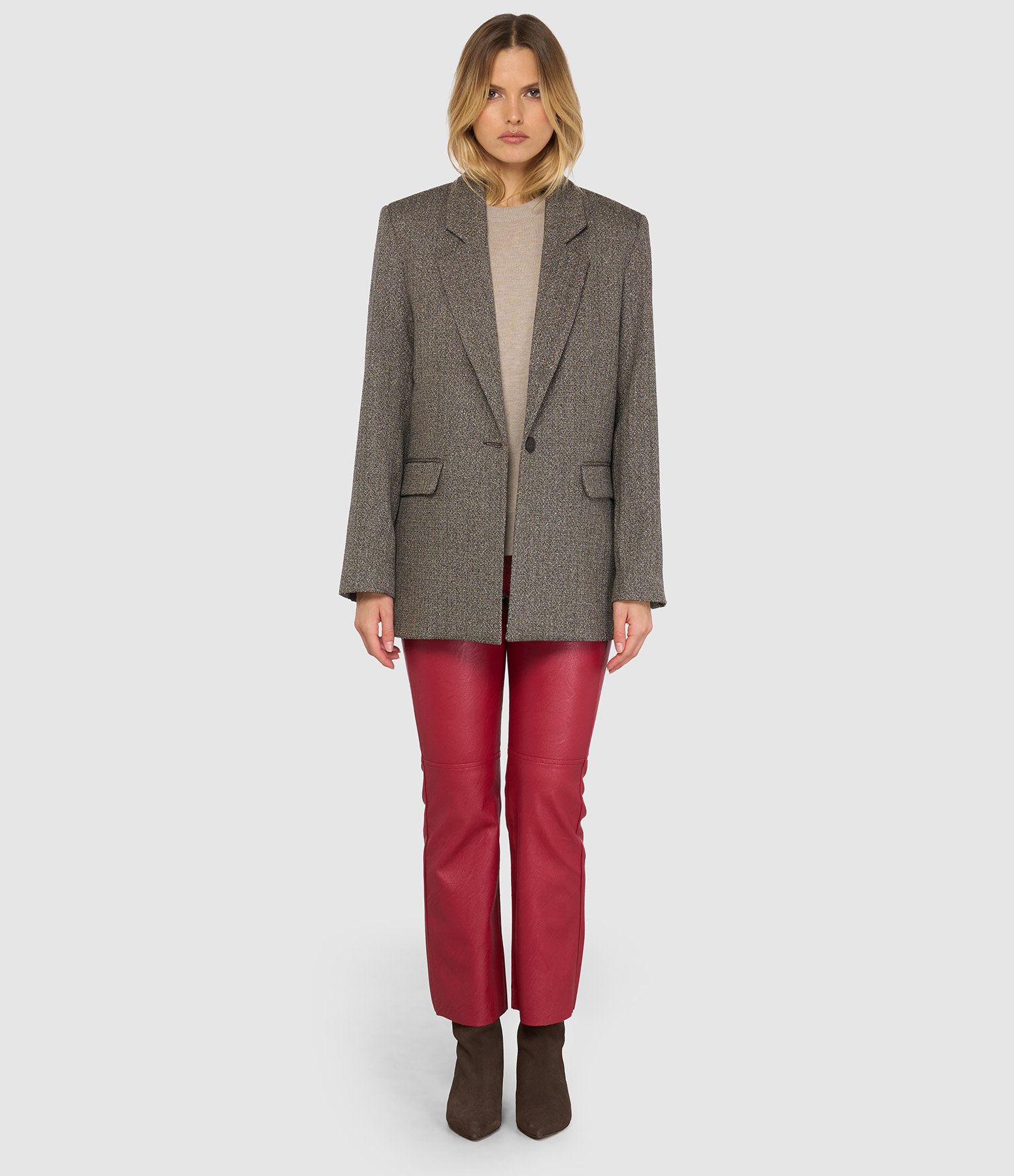 Gabryel Red Faux Leather Trousers