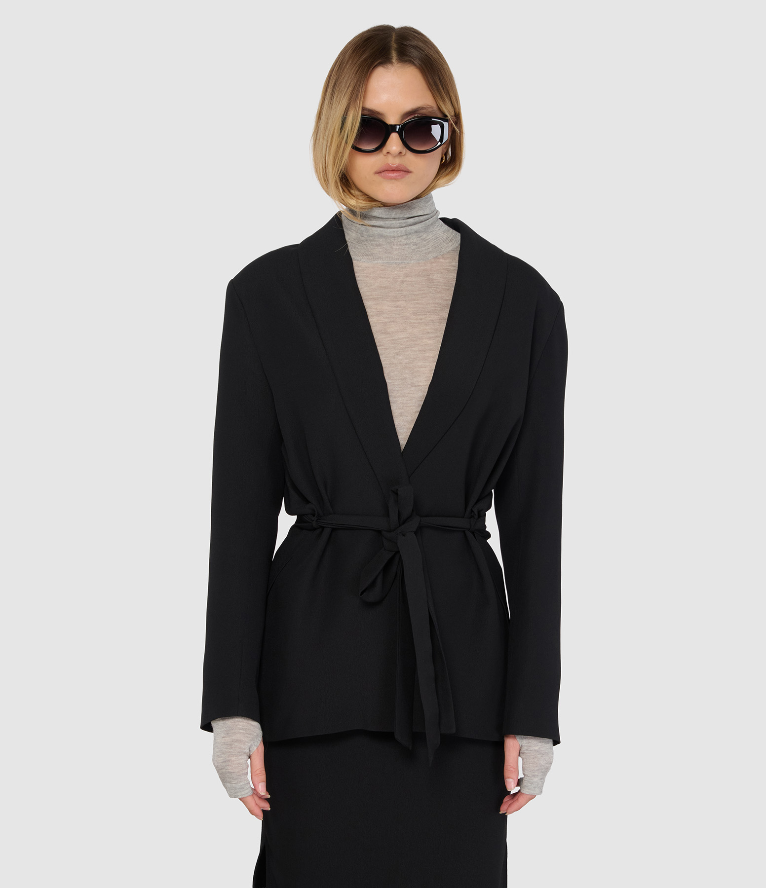 Black Reno Belted Blazer