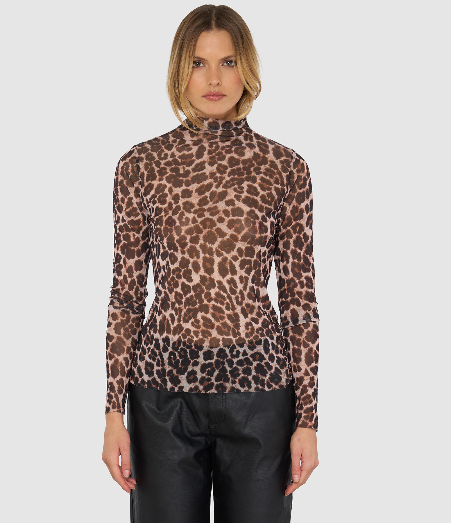 Remma Leopard-Print Fishnet Top