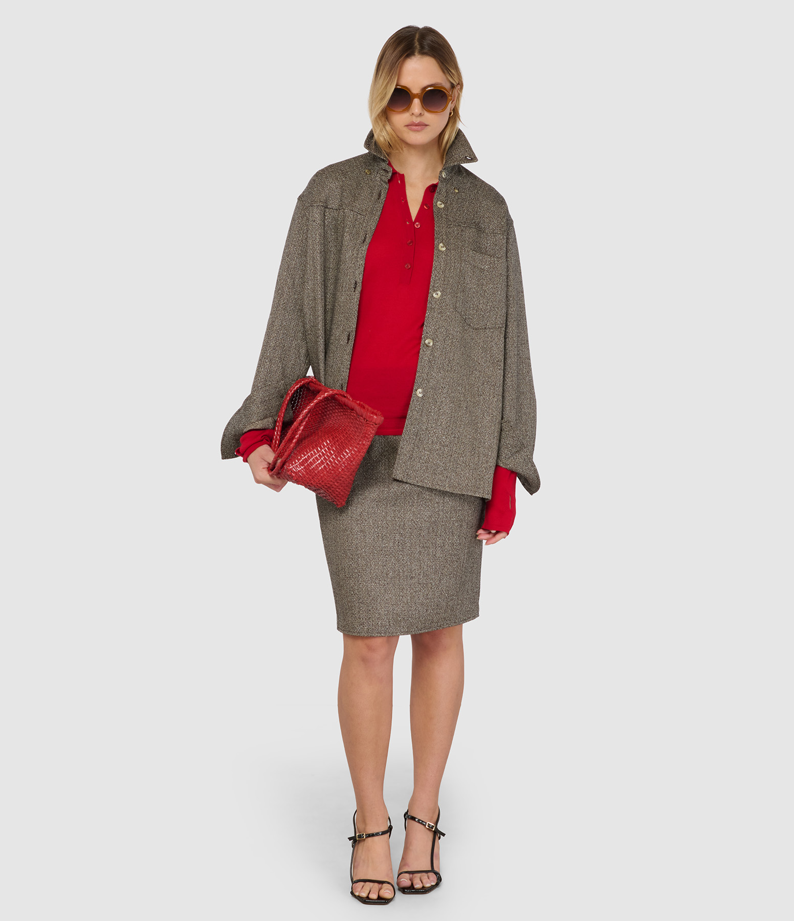 Renette Chocolate Chevron Pencil Skirt