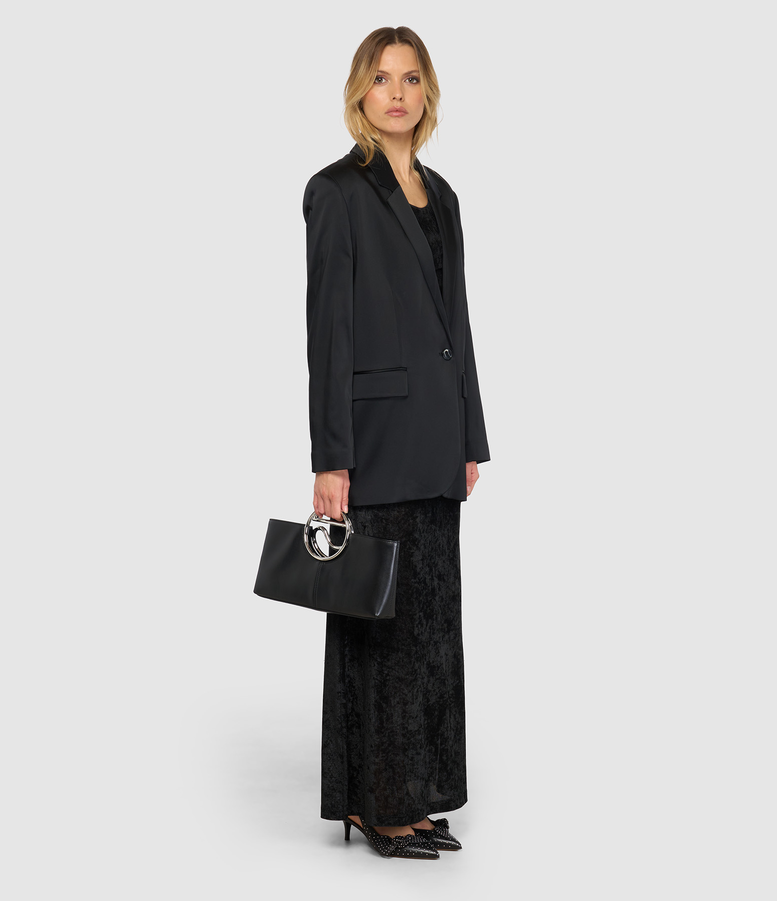 Roky Black Velvet-Effect Fishnet Skirt