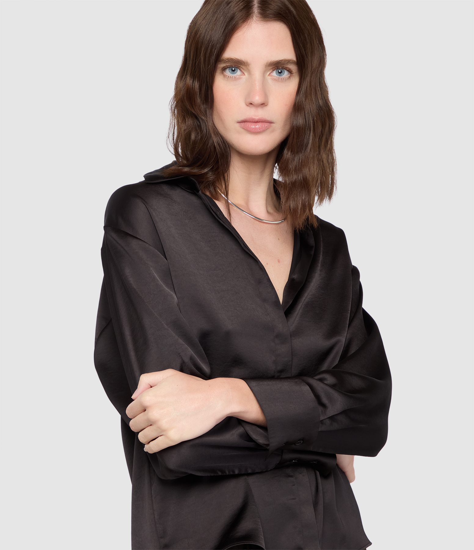 Ross Black Satin Shirt
