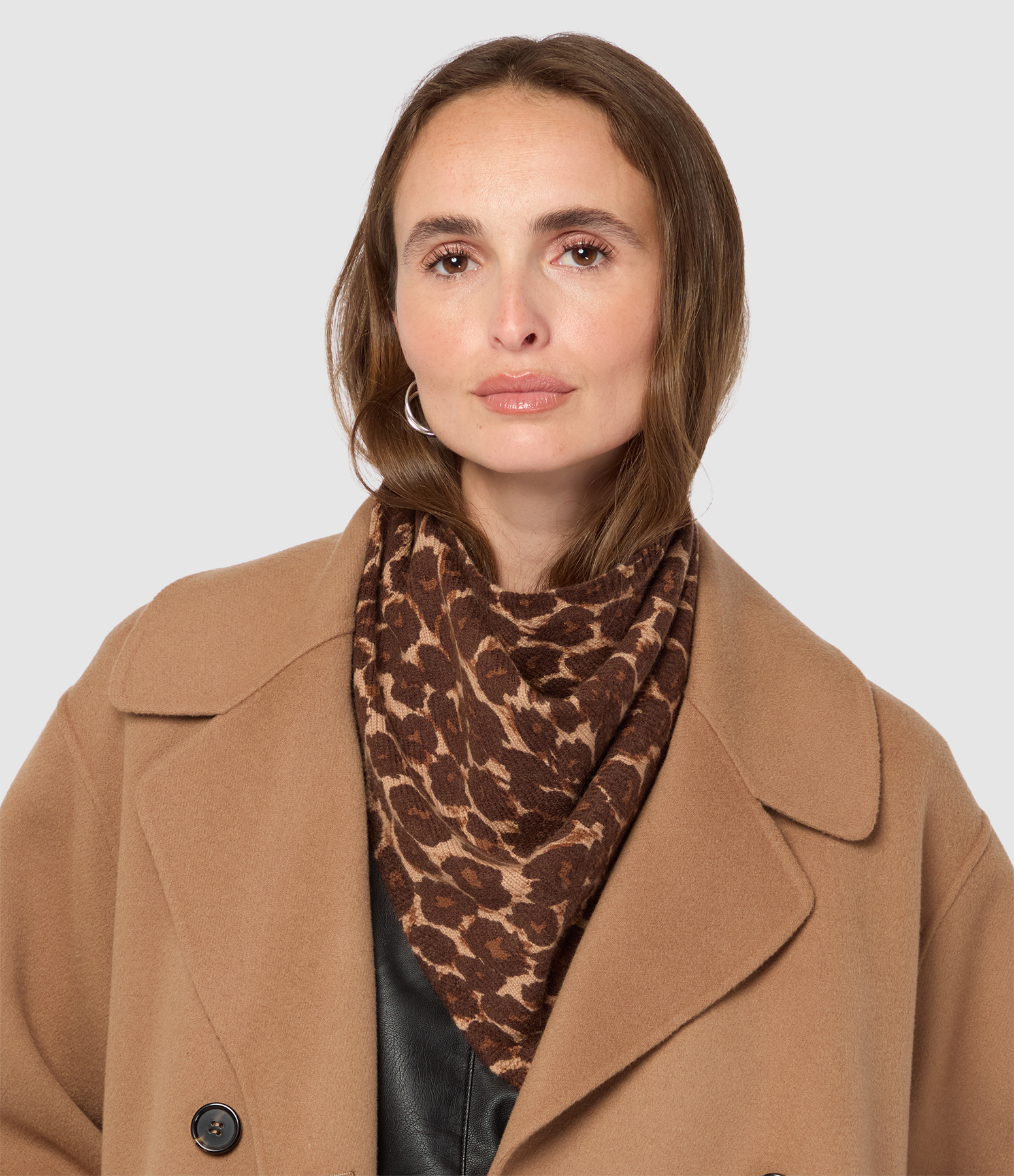 Tommy Triangle Cashmere Scarf with Leopard Print, Jeanne Vouland x Eric Bompard Collaboration