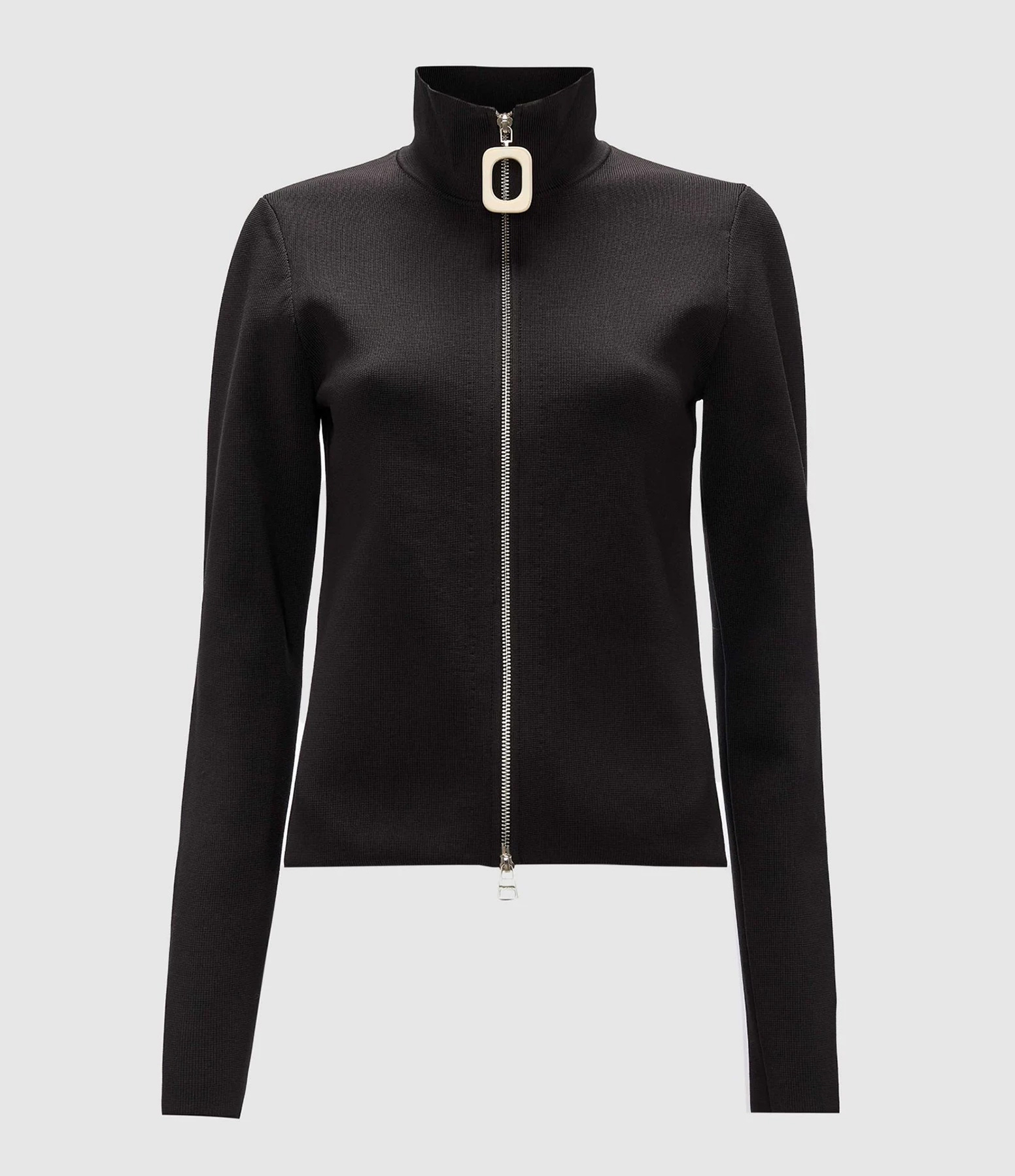 Black Fitted Zip-Up Cardigan