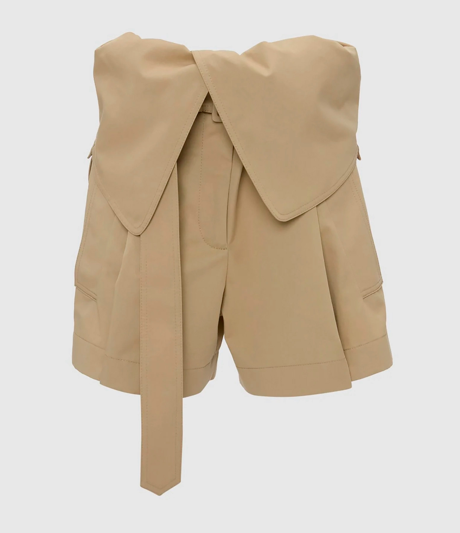 Fold-Over Trench Skirt-Shorts in Flax