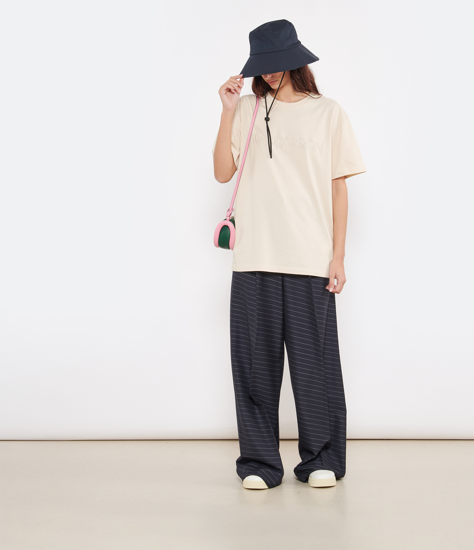 Beige Embroidered Logo T-shirt