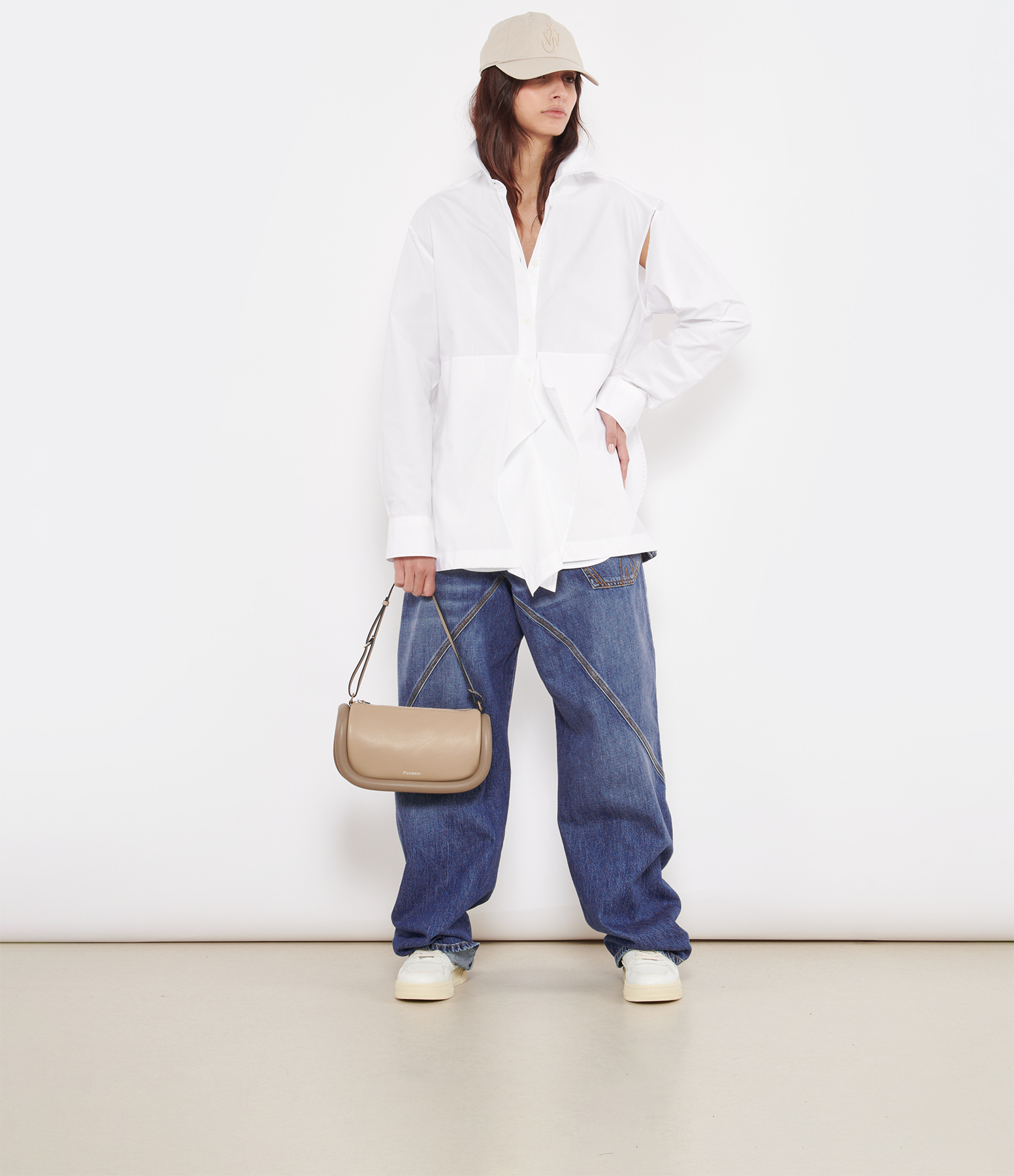 White Draped Peplum Shirt