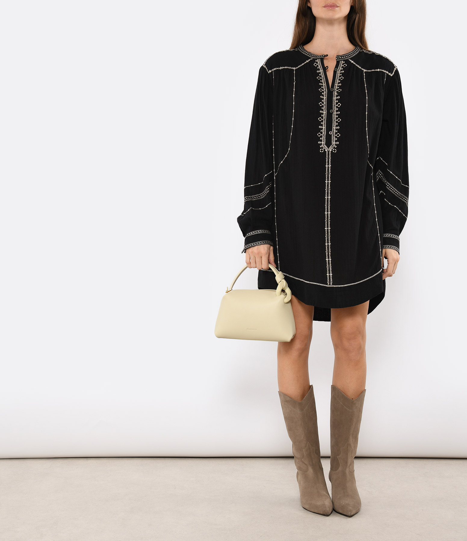 The Jwa Corner Small Putty Leather Bag