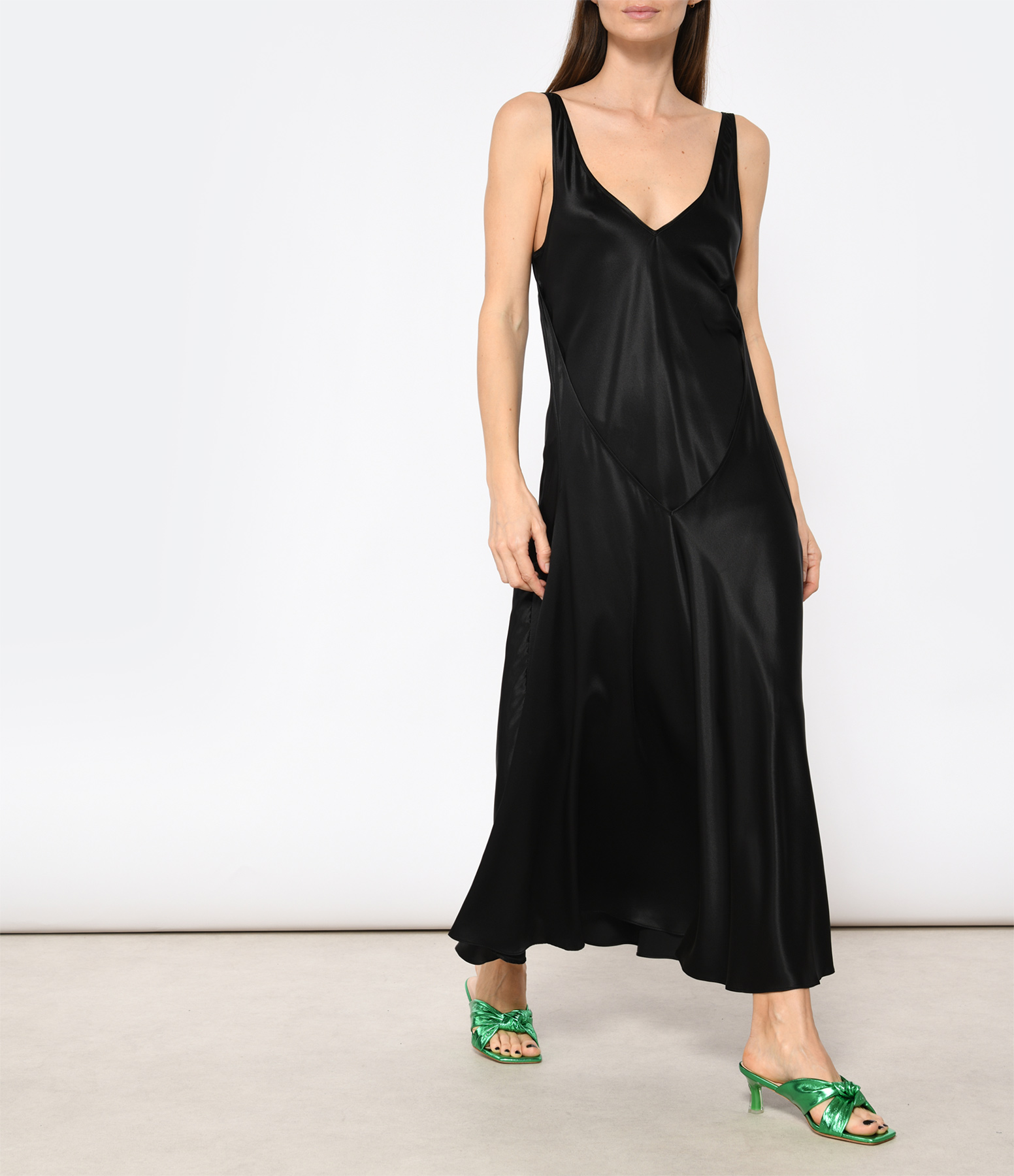 Long, Cut-Out, Layered, Sleeveless Black Dress
