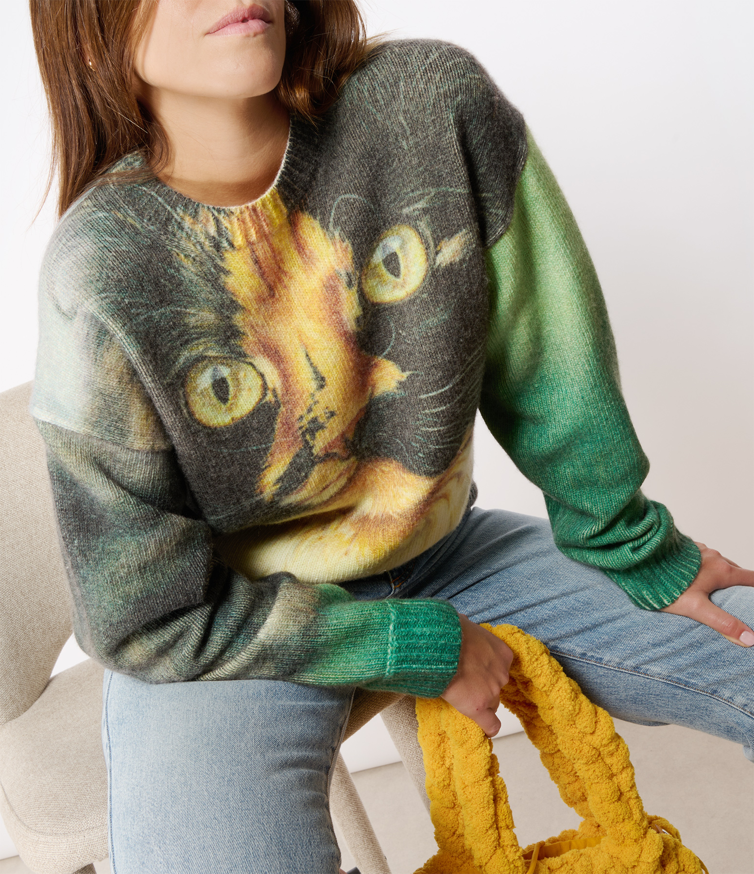 Emerald Printed Wool Jumper