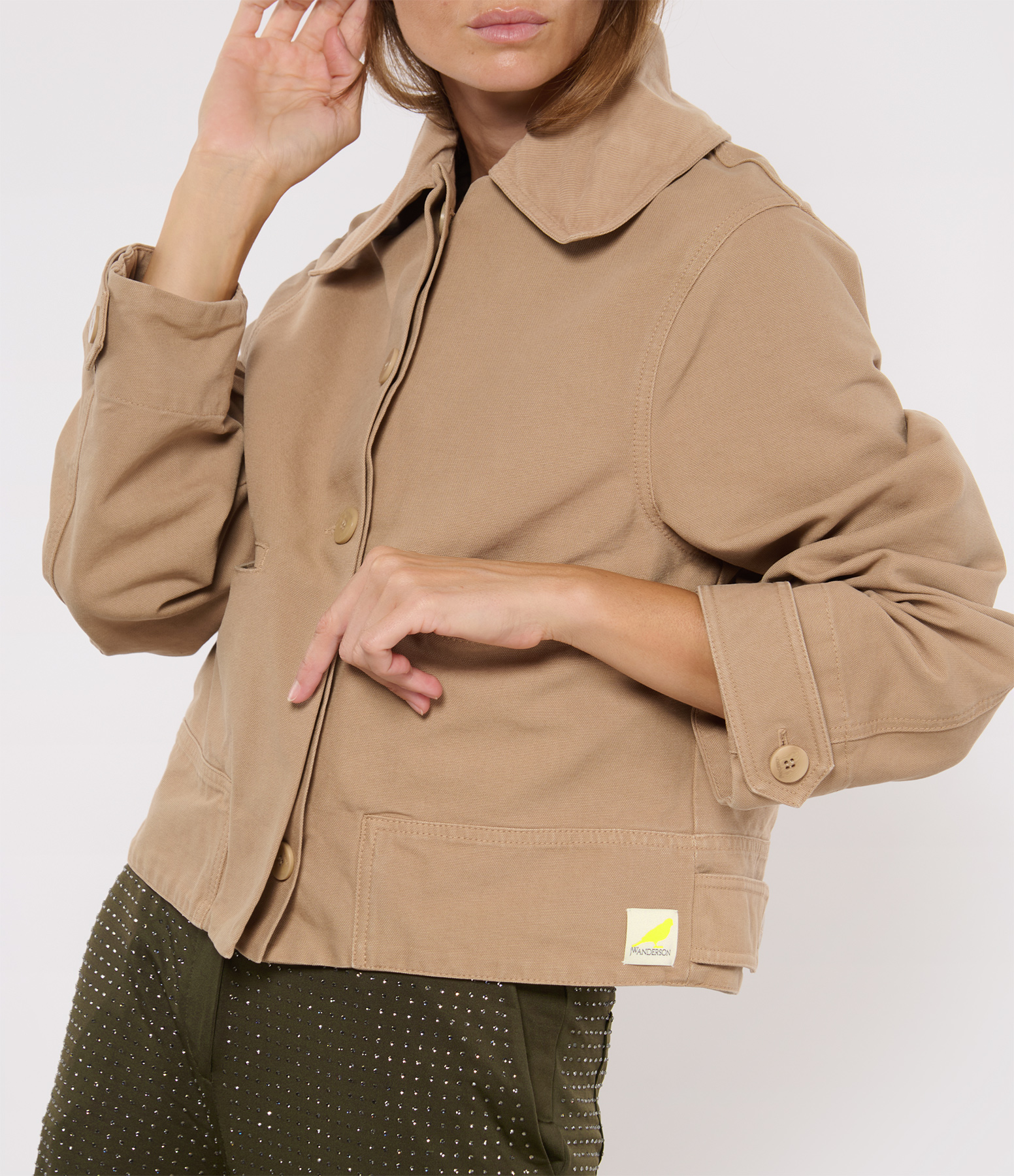 Cream Cropped Workwear Jacket
