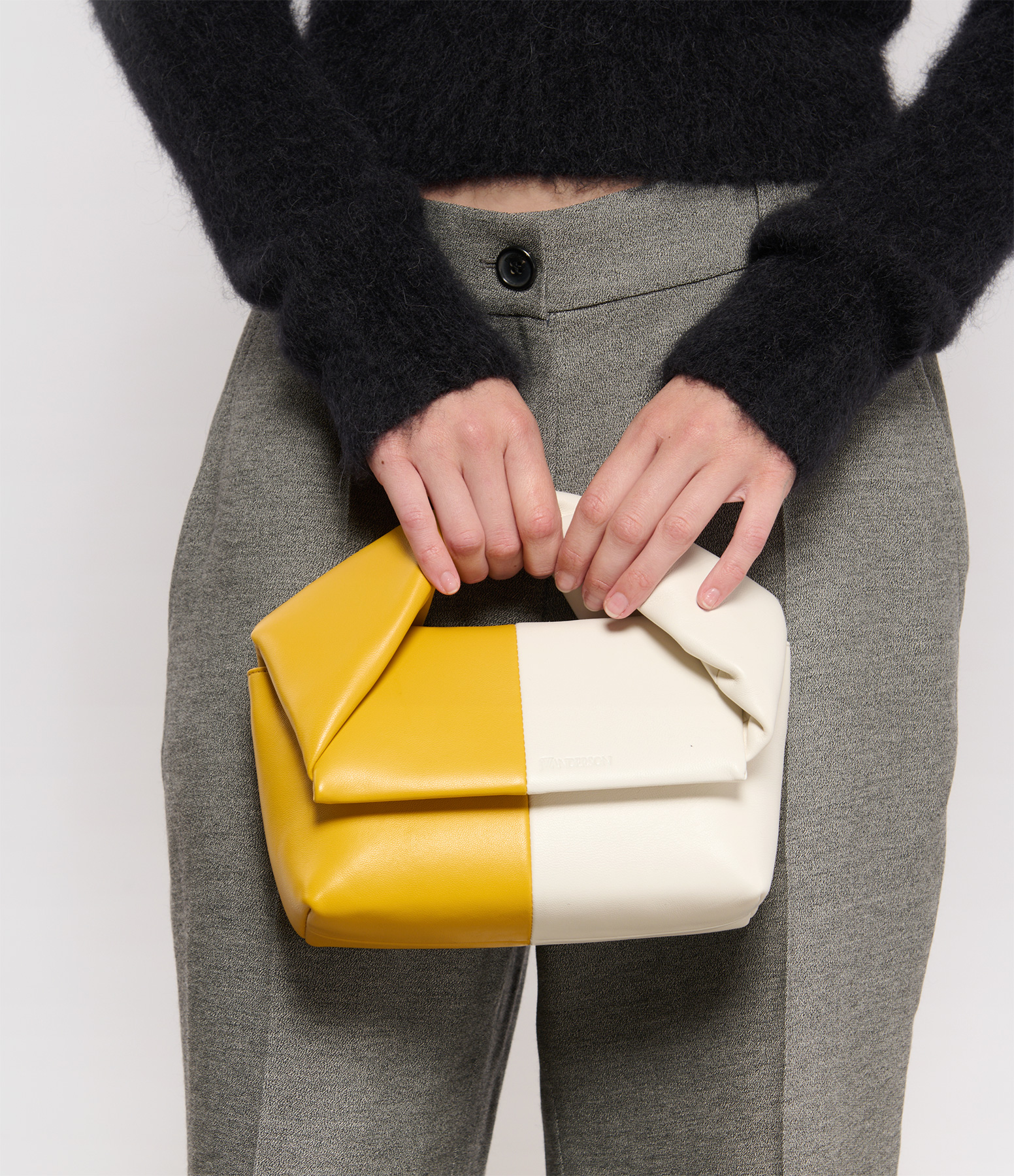 Twister Midi Bag in Mustard Cream Leather