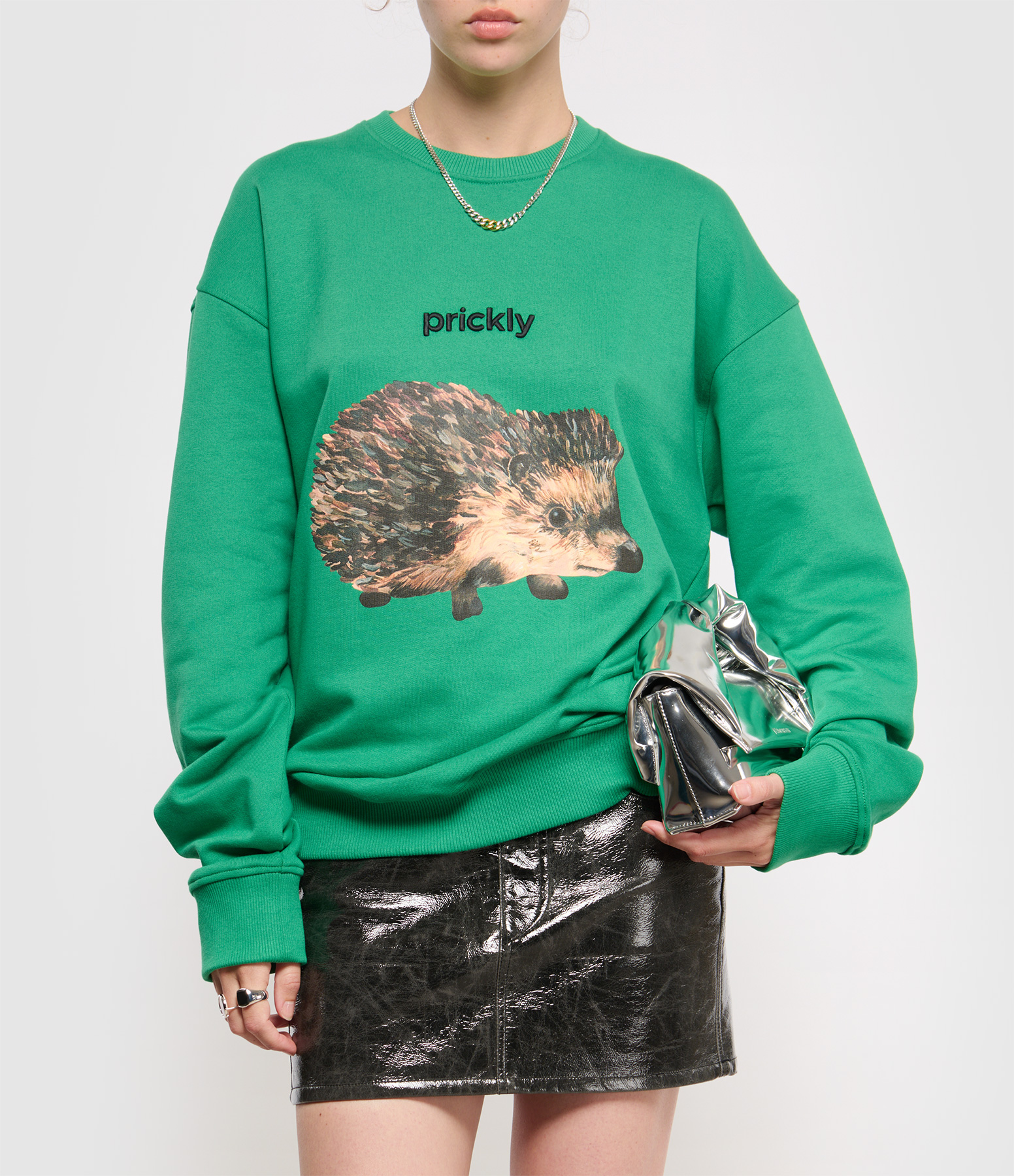 Hedgehog Crewneck Sweatshirt in Jade