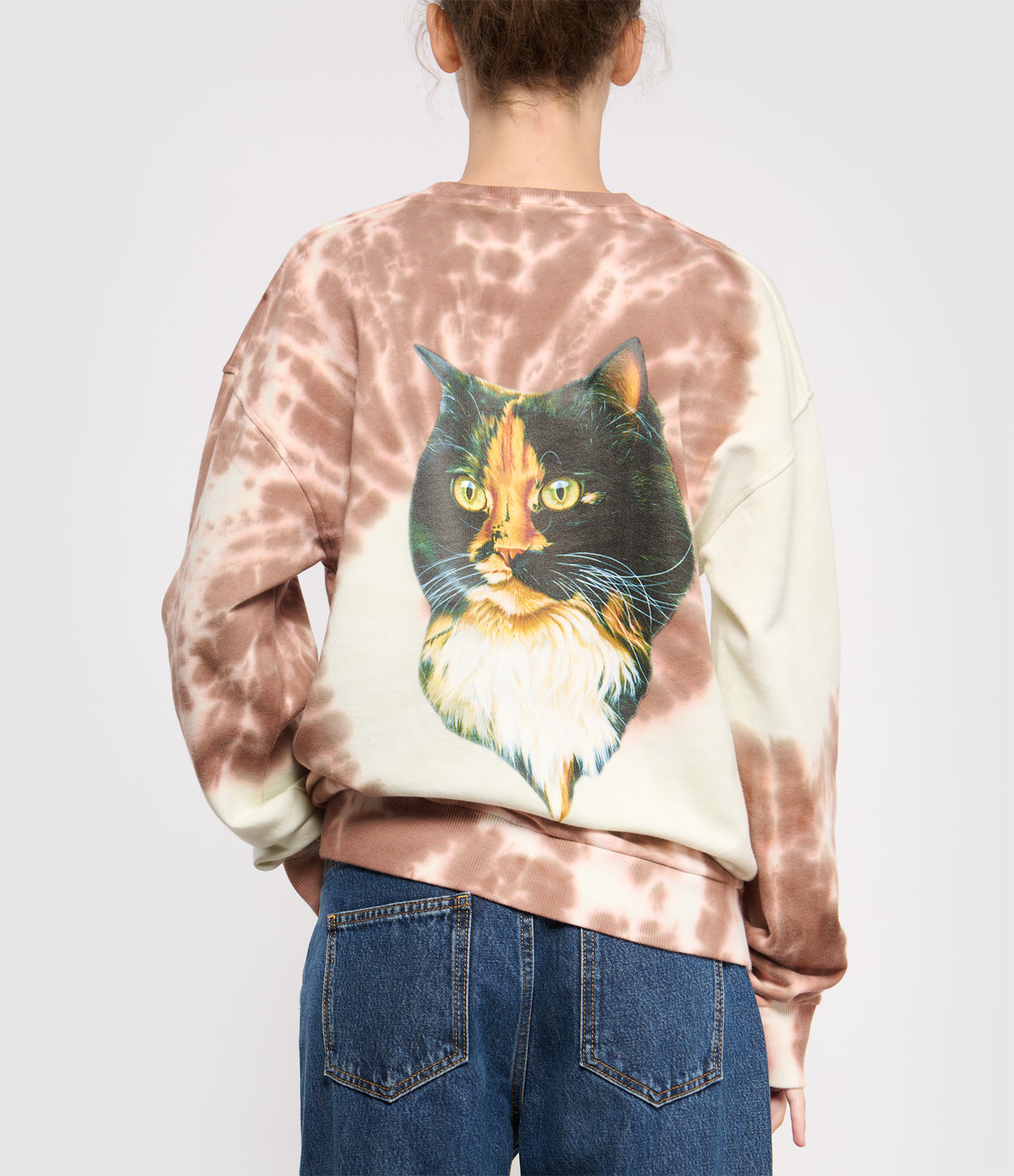 Brown Tie-Dye Cat Sweatshirt