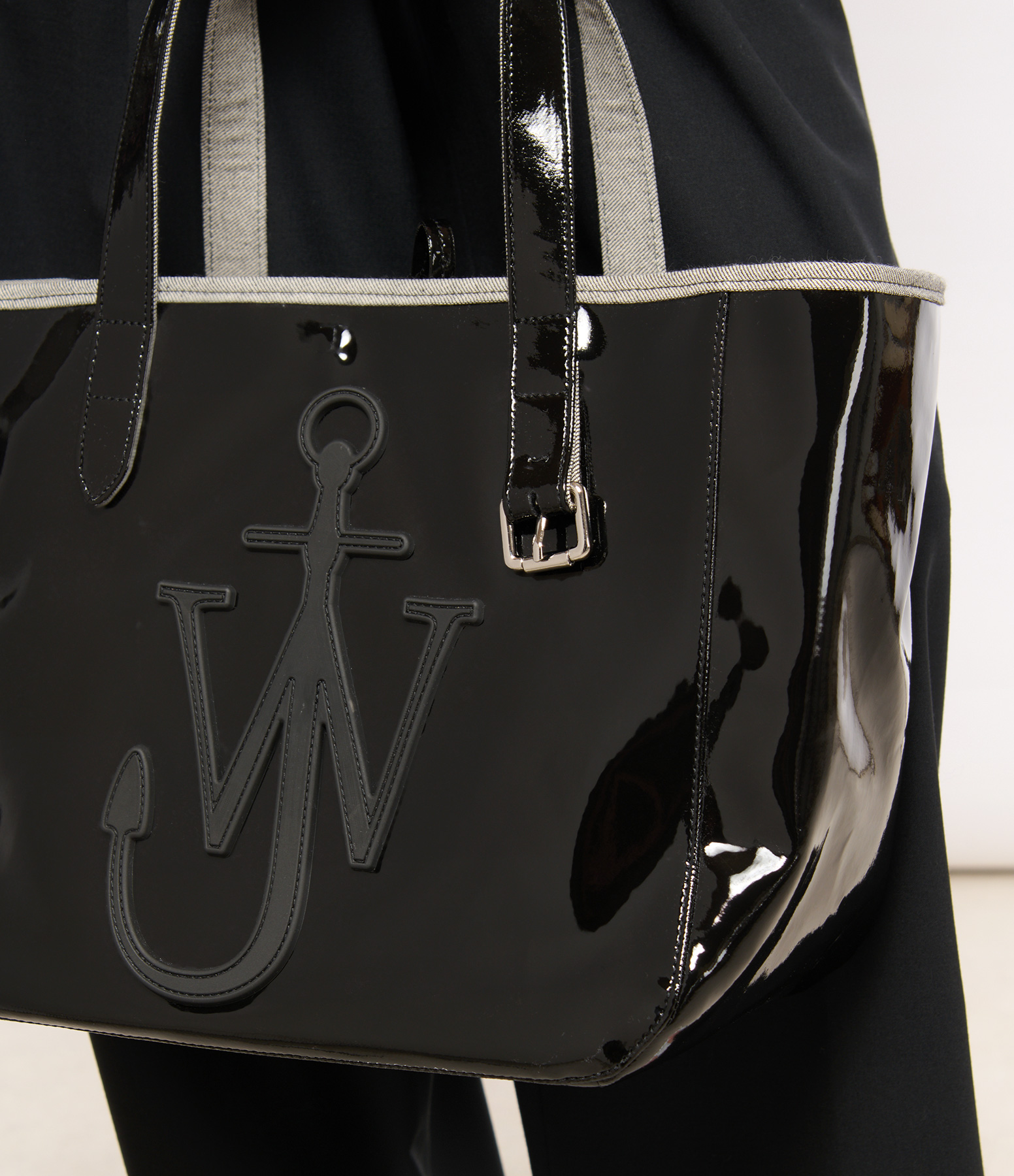 Black Tote Bag with Belt