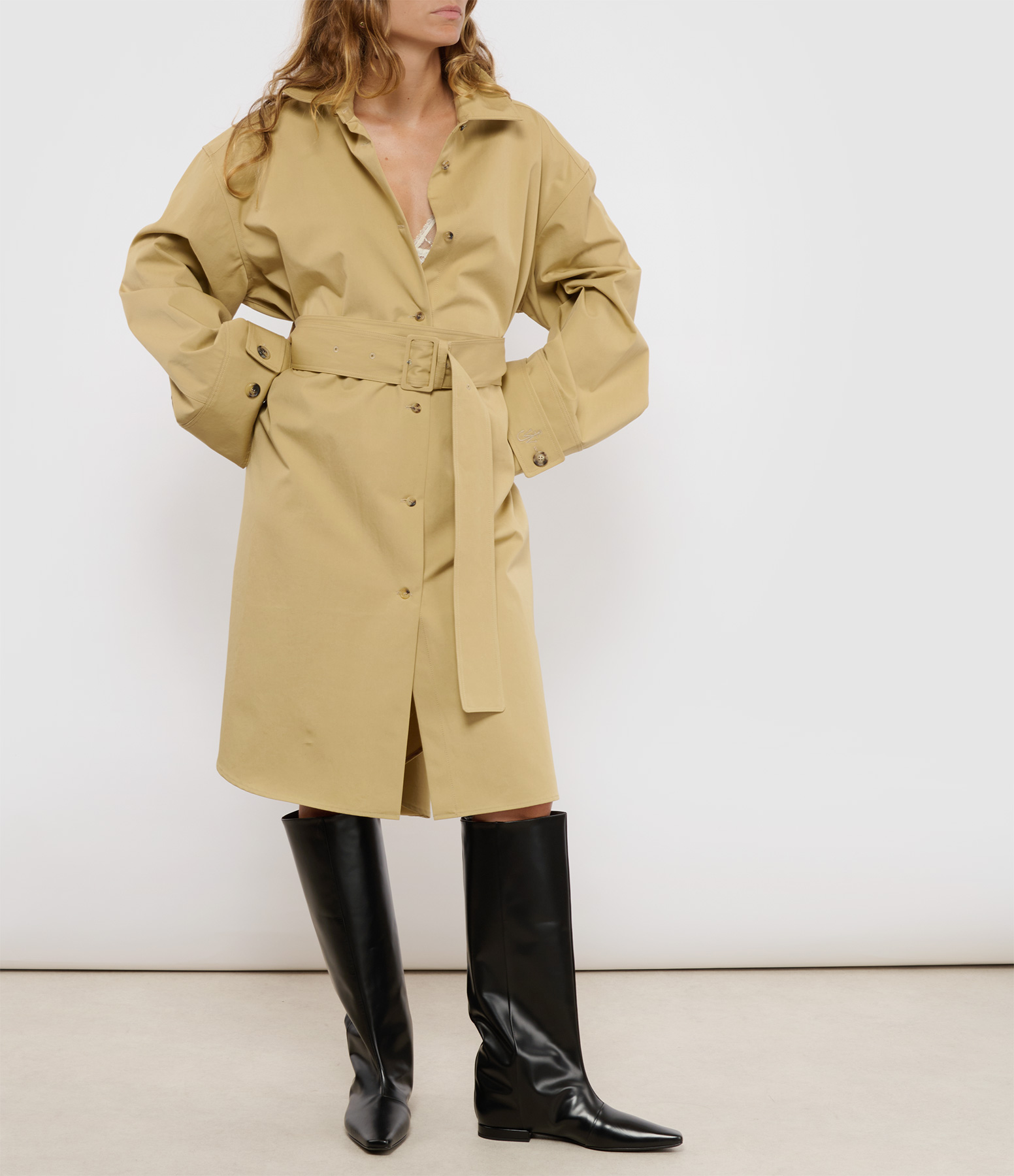 Flax Double-Wrap Trench Dress