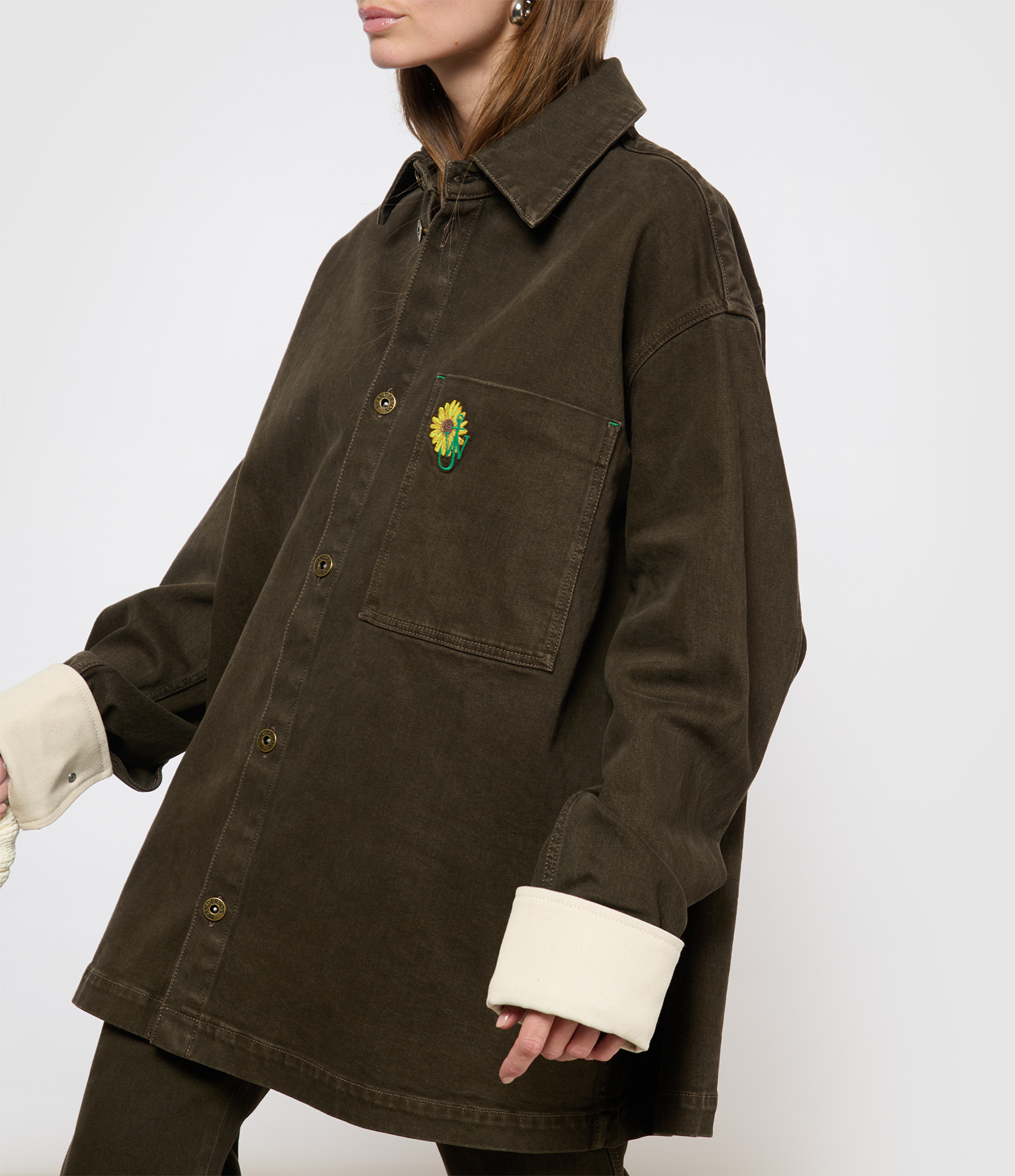 Men’s Oversized Shirt with Contrast Cuffs in Smoke
