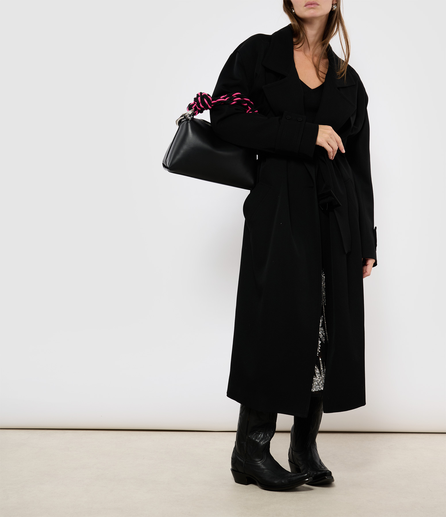 Black Longline Trench Coat