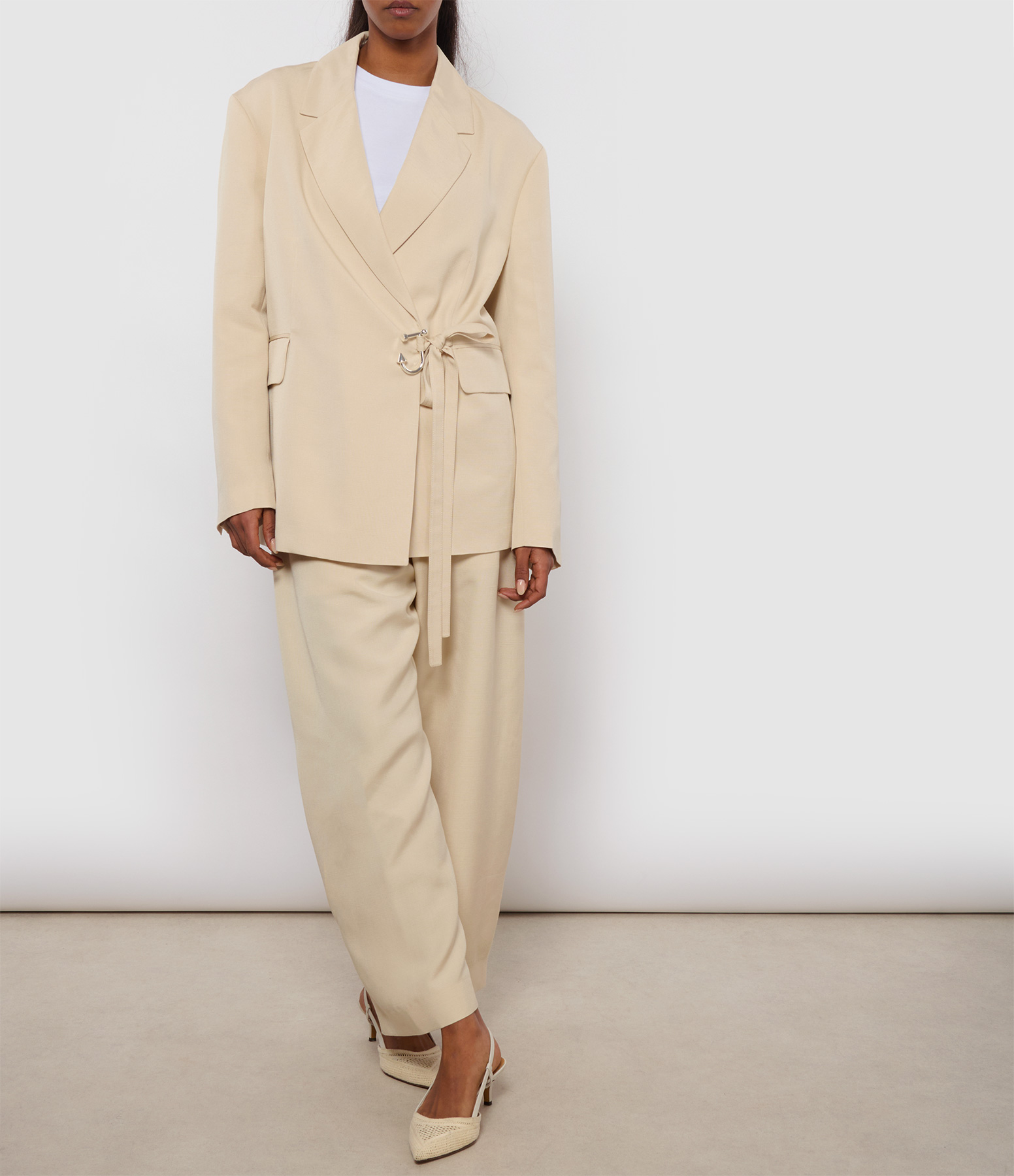 Beige Wrap-Around Blazer