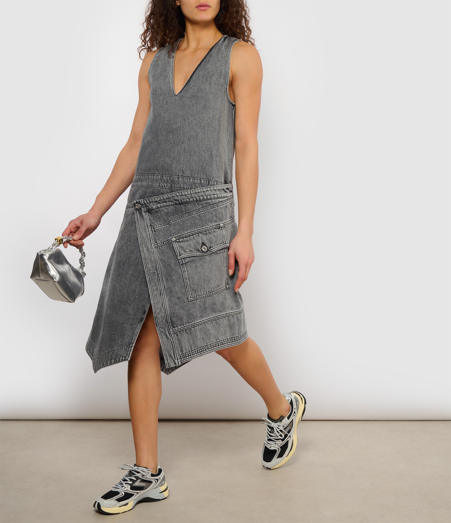 Grey Denim Wrap Dress