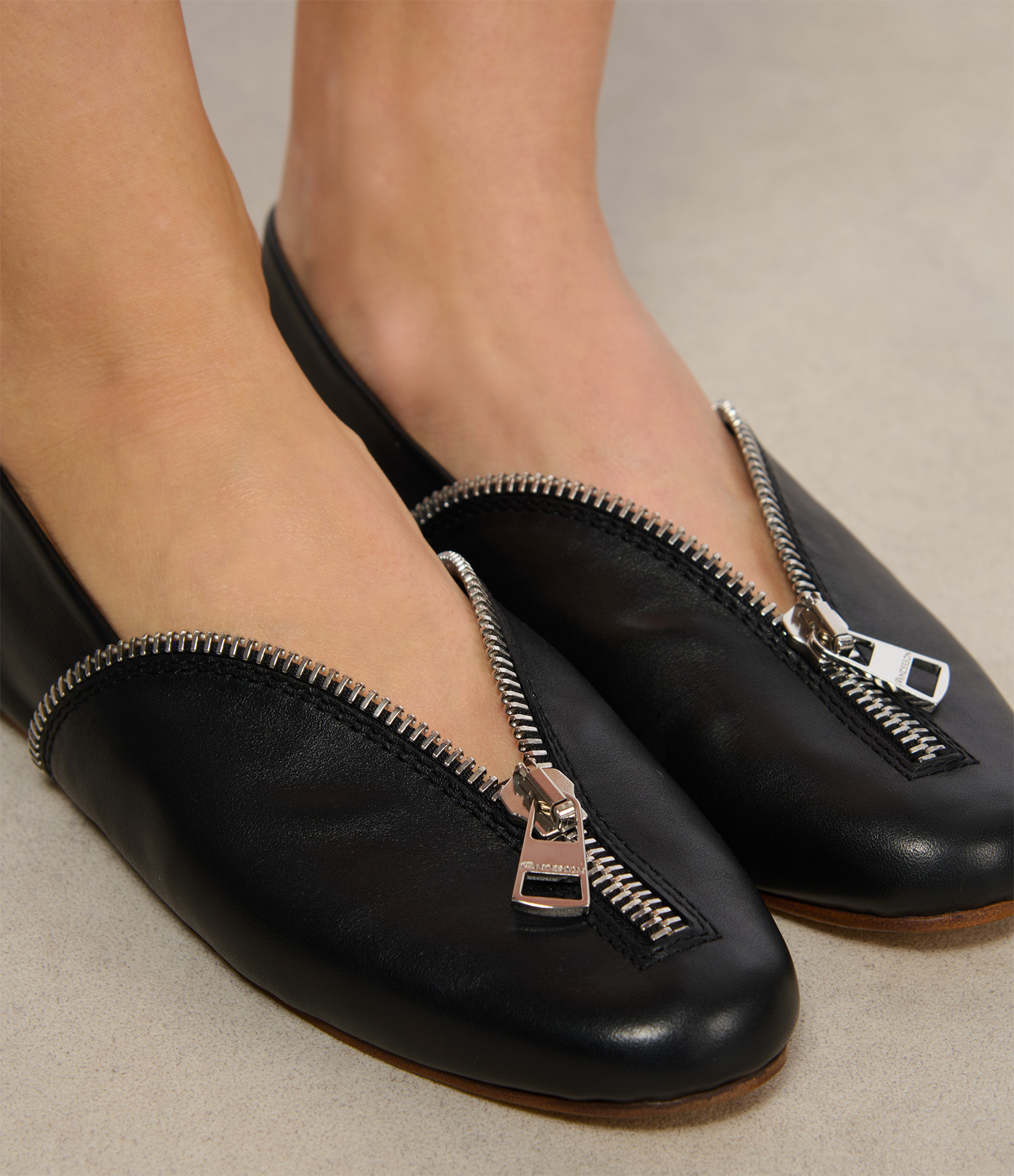 Black Biker-Style Ballet Flats