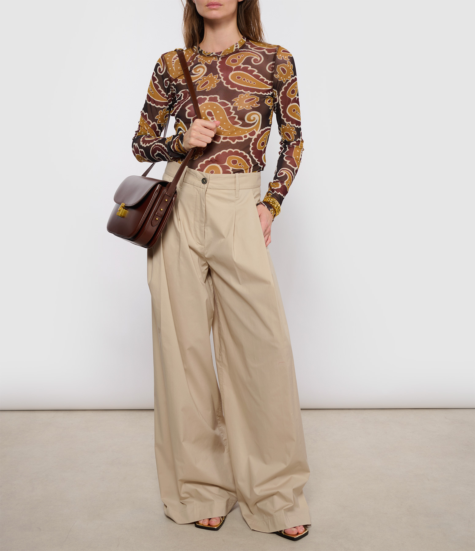 Red Brown Long-Sleeved Top