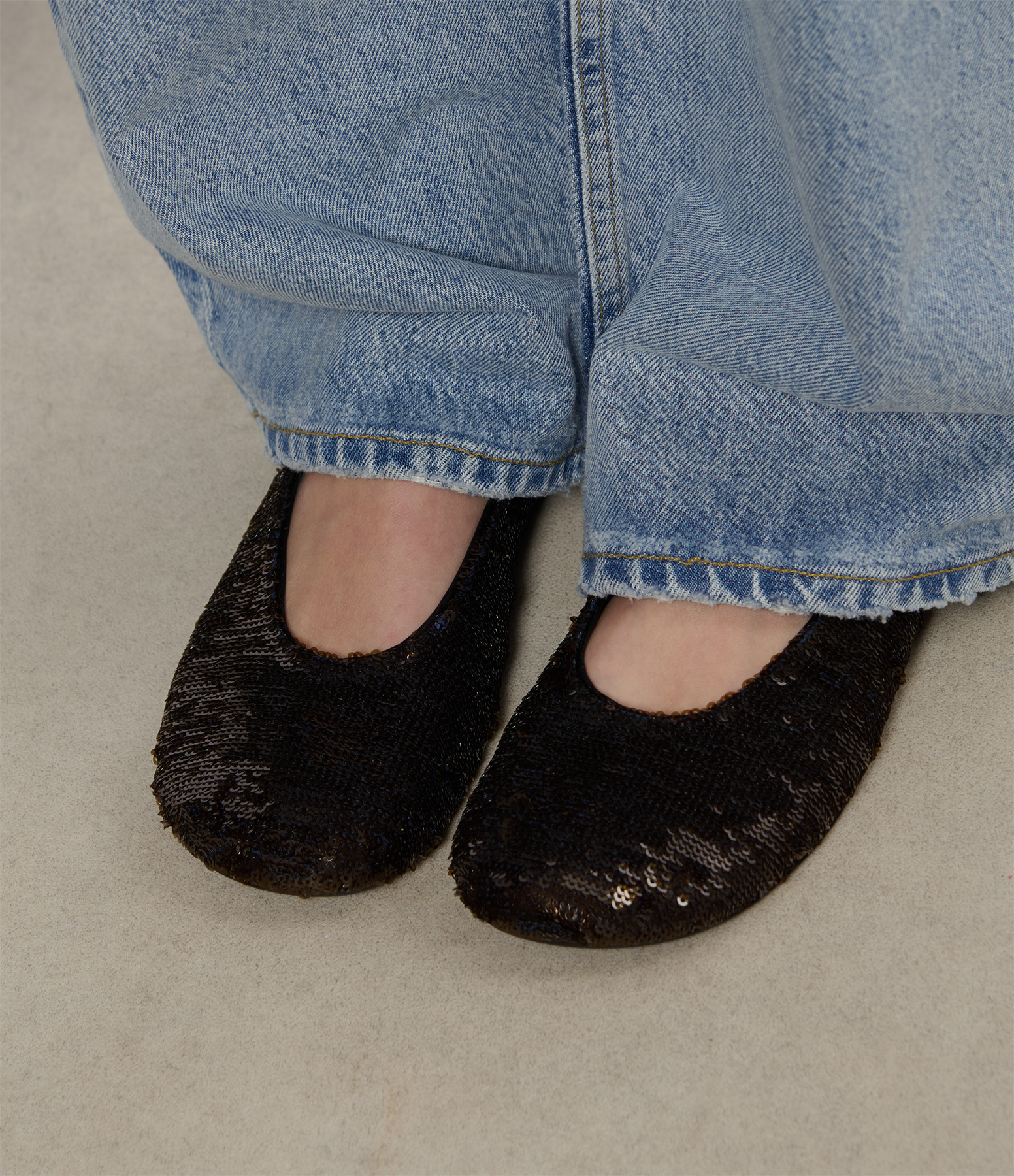 Gunmetal Sequin Ballet Flats