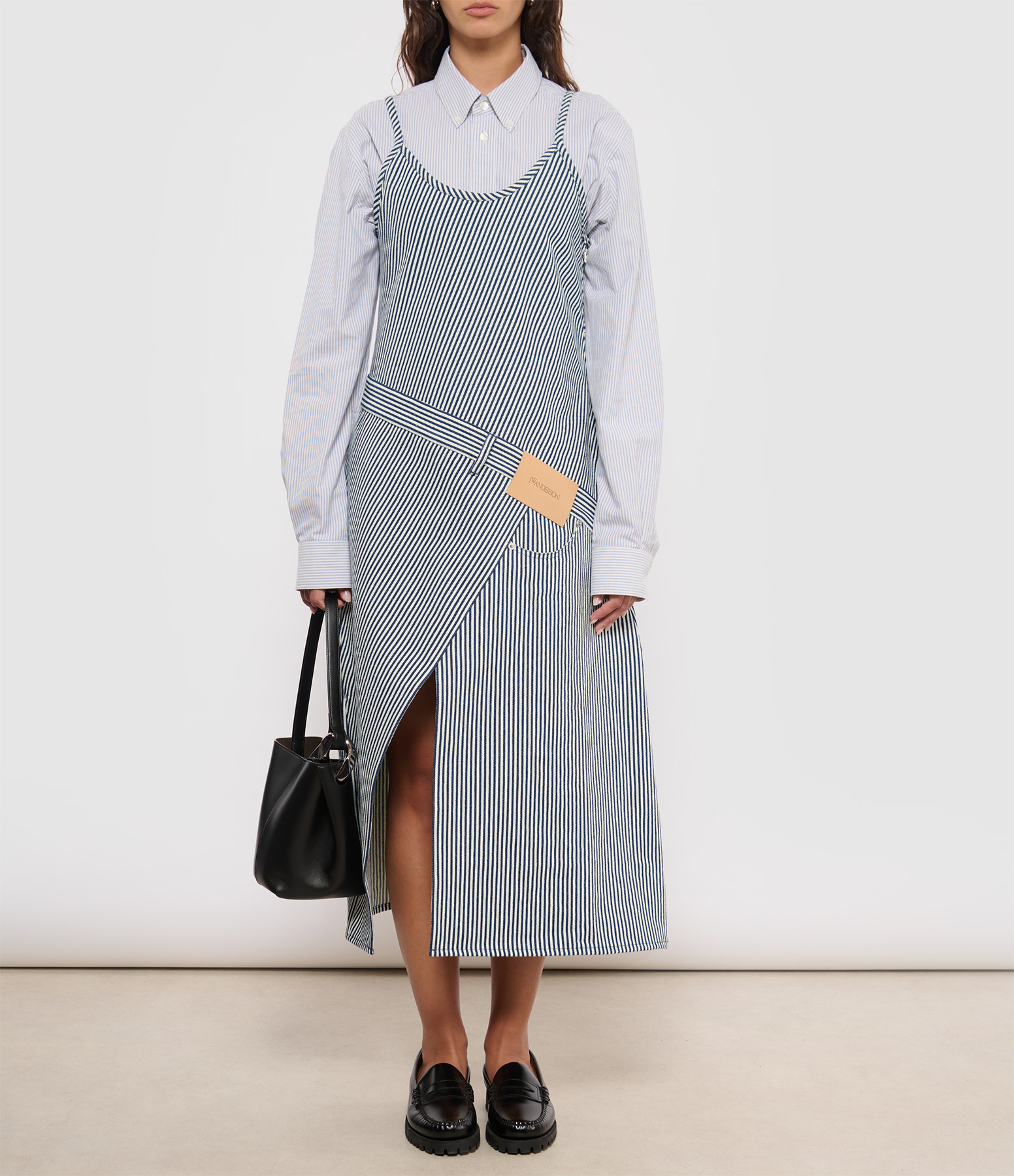Off-White and Navy Workwear Dress
