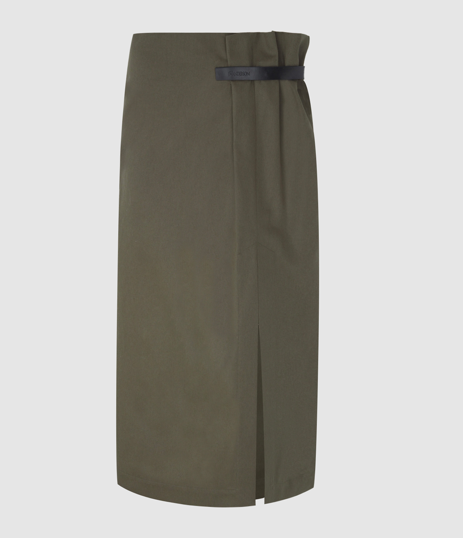Khaki Skirt with Slit and Straps