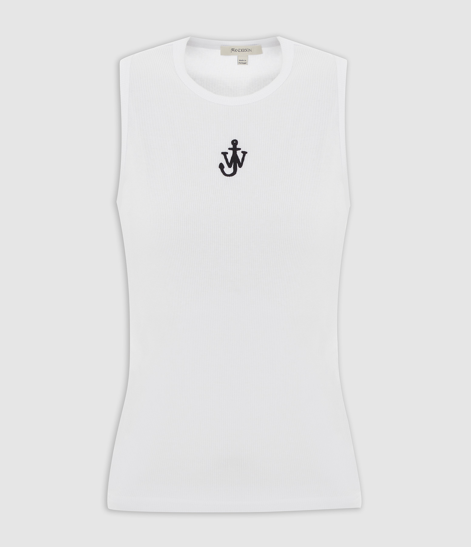 White Tank Top with Anchor Embroidery